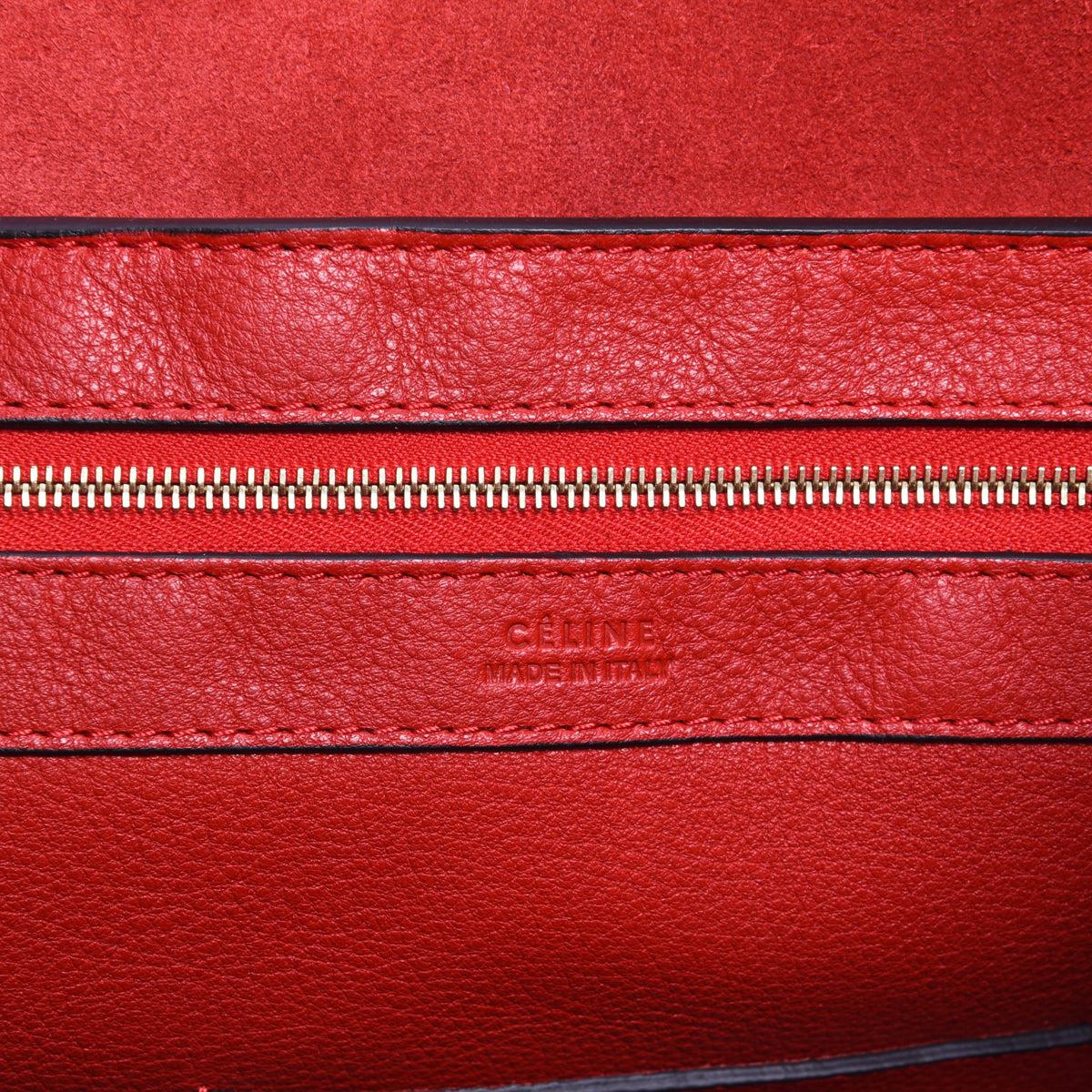 Celine Red Grained Calfskin Vertical Cabas Tote