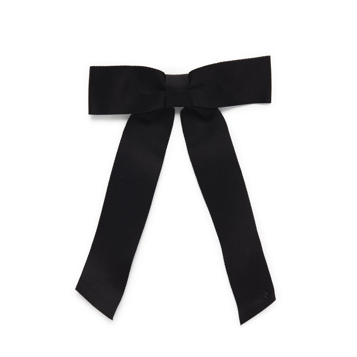 Chanel Black Silk Blend Bow CC Hair Clip