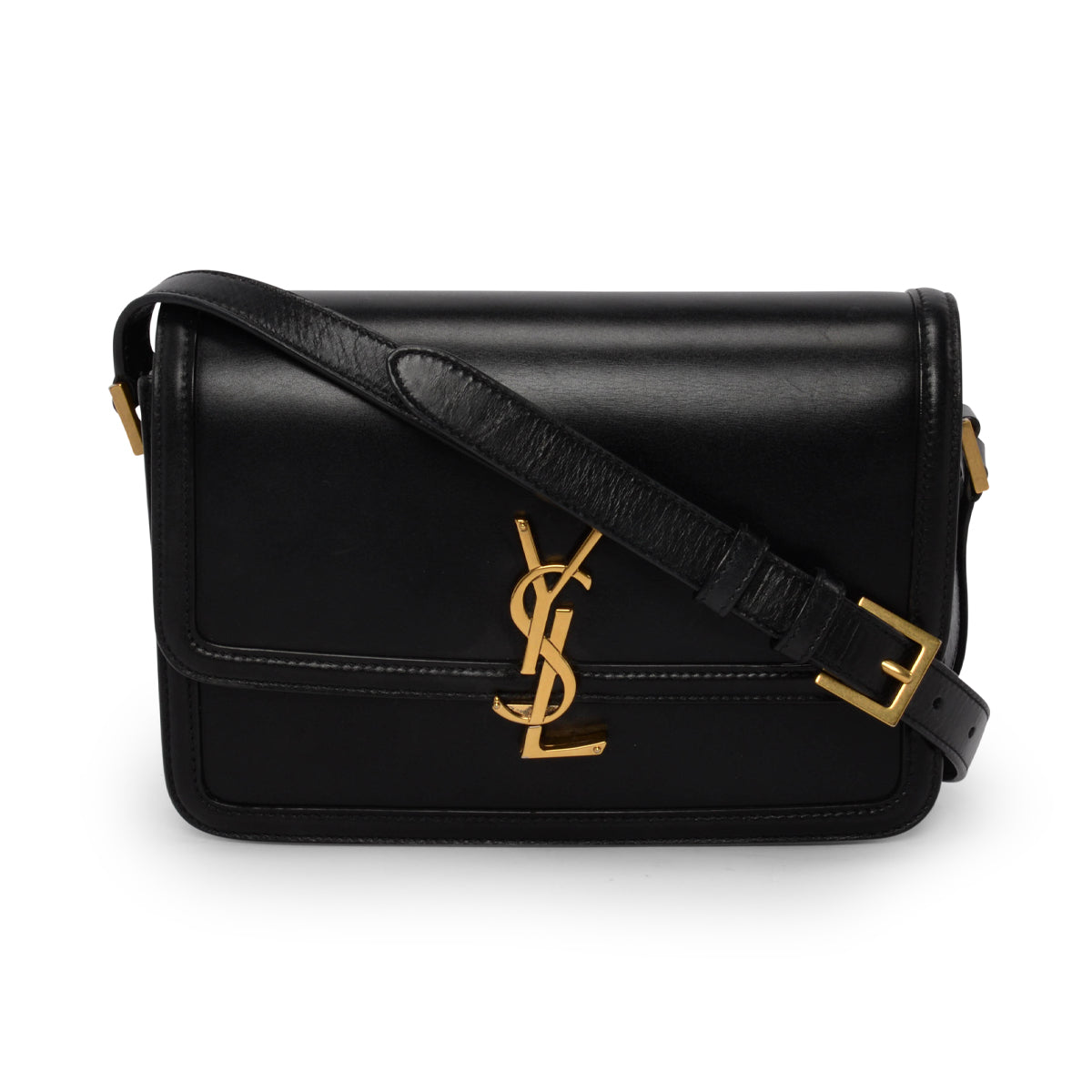 Saint Laurent Black Box Calf Medium Solferino Satchel Bag