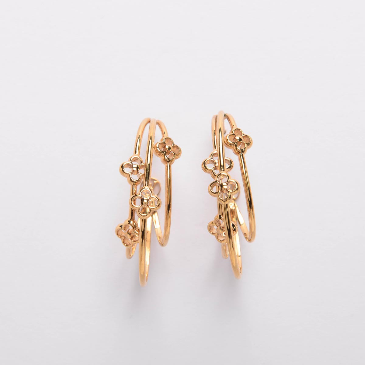 Louis Vuitton Gold Flower Full Hoop Earrings