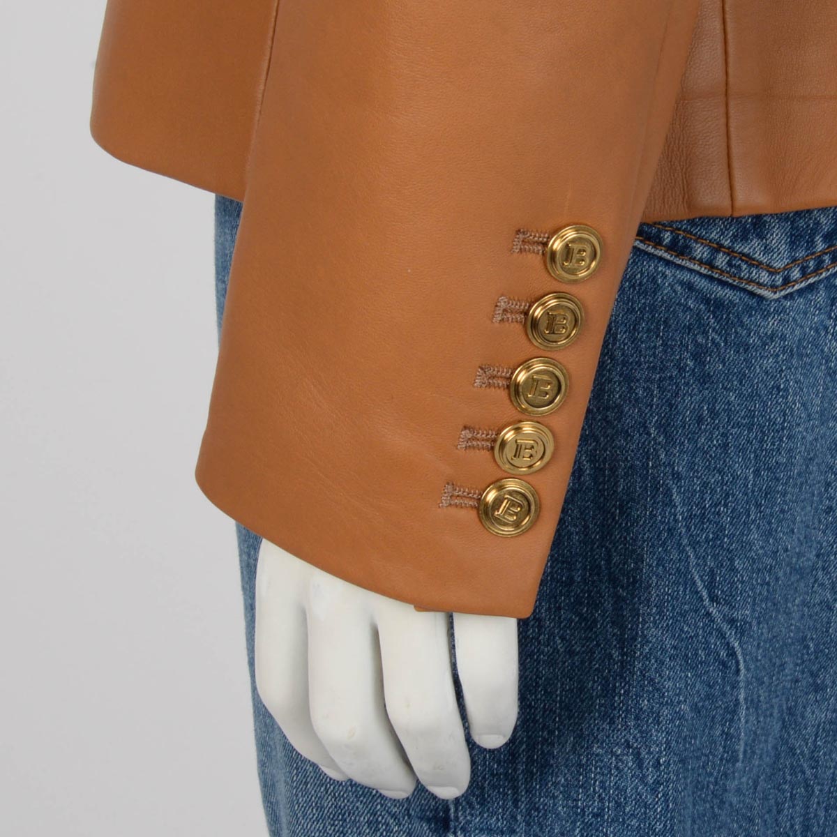 Balmain Tan Lambskin Classic Blazer FR 46
