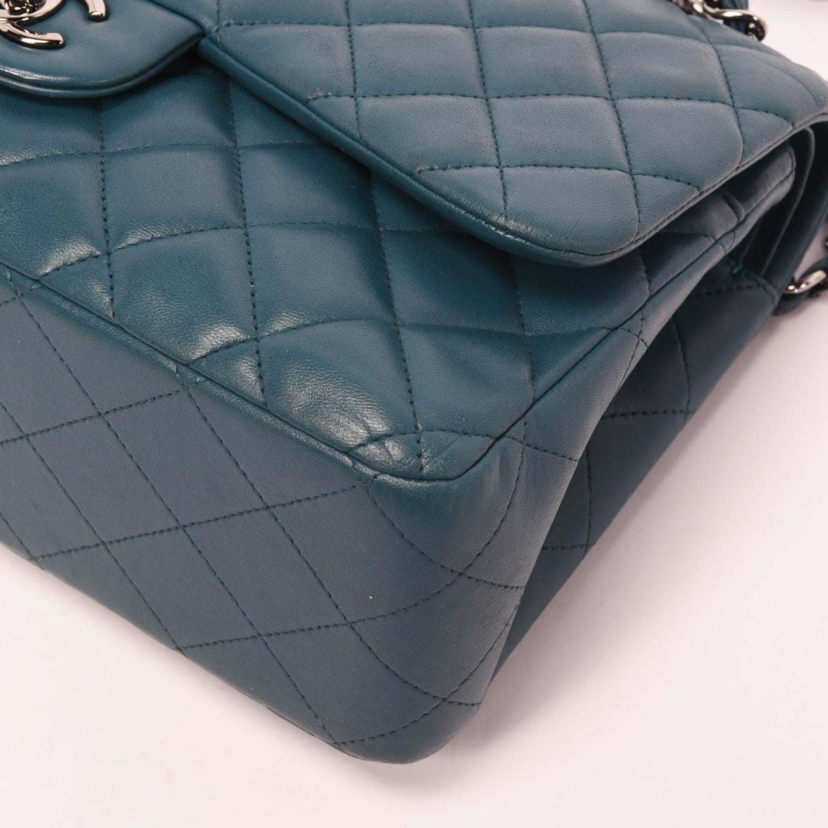 Chanel Teal Quilted Lambskin Large Classic Double Flap Bag