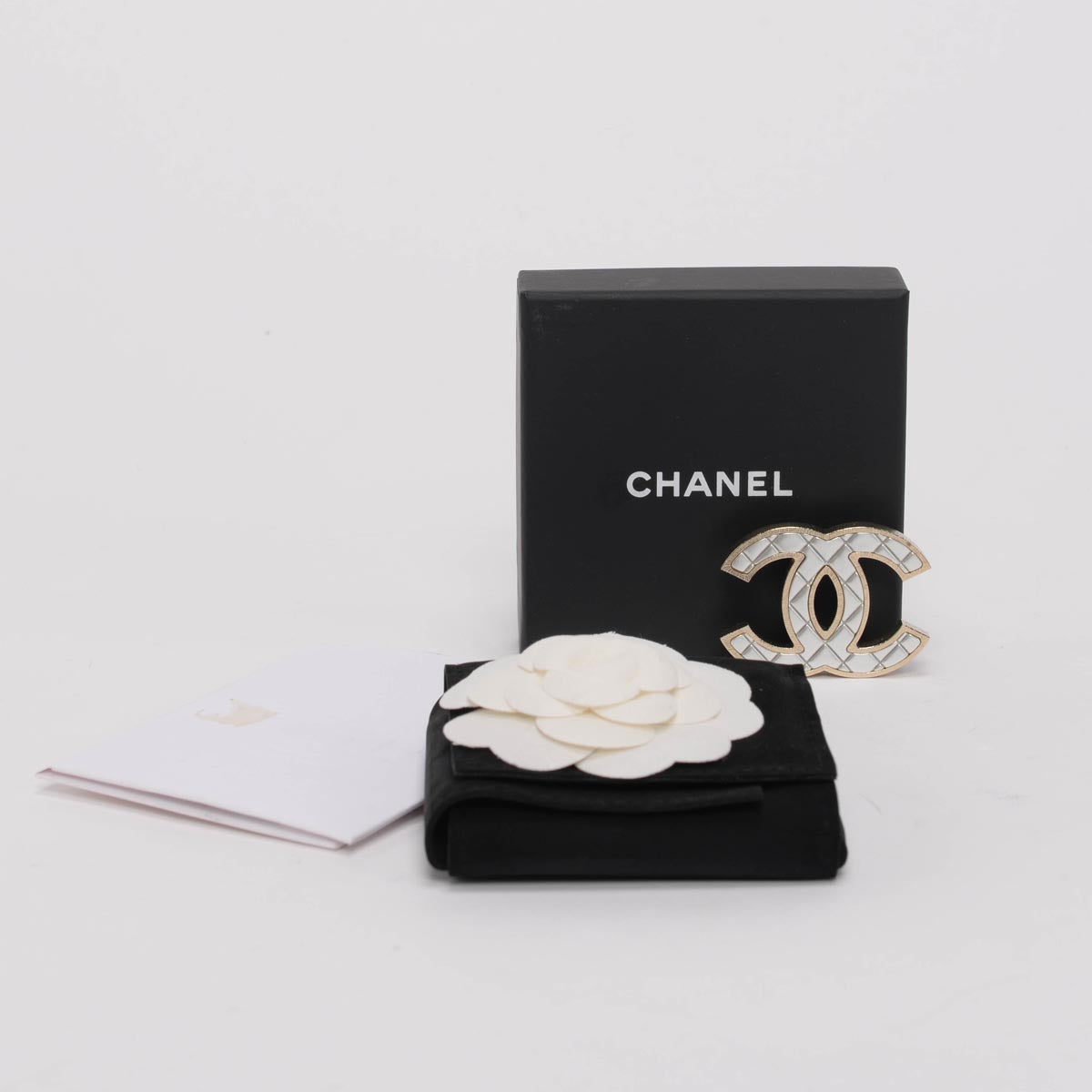 Chanel Silver & Gold Quilted CC Brooch
