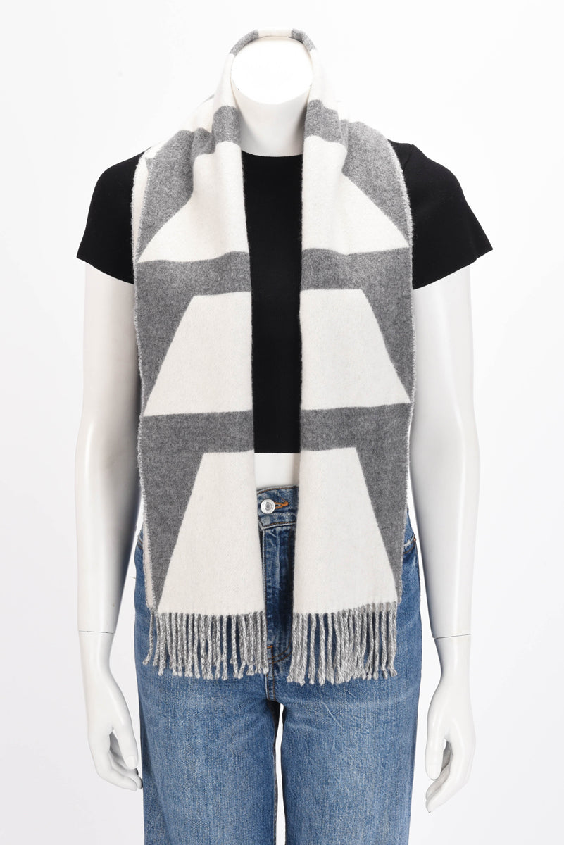 Hermes Grey & White Cashmere Casaque Optique Scarf