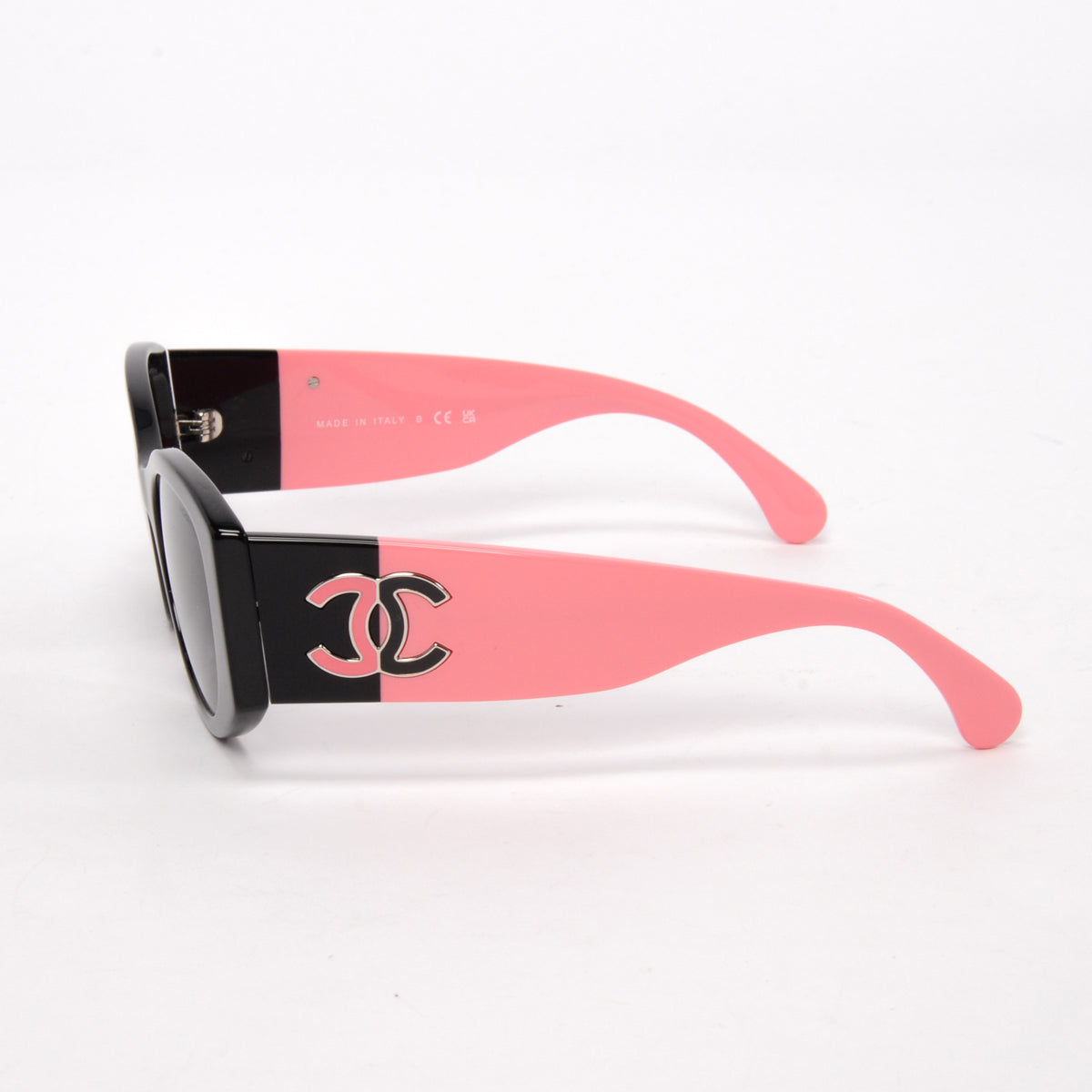 Chanel Black & Pink Acetate CC Oval Sunglasses