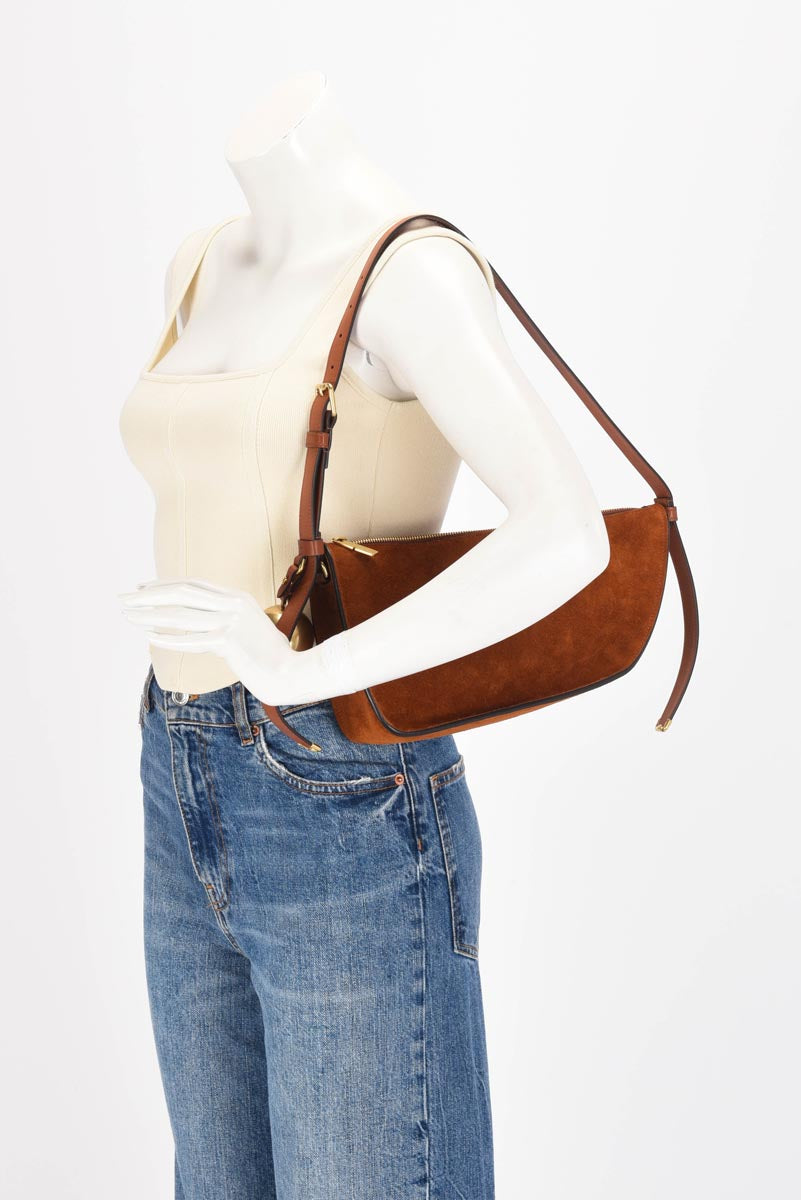 Burberry Tobacco Suede Shield Sling Bag