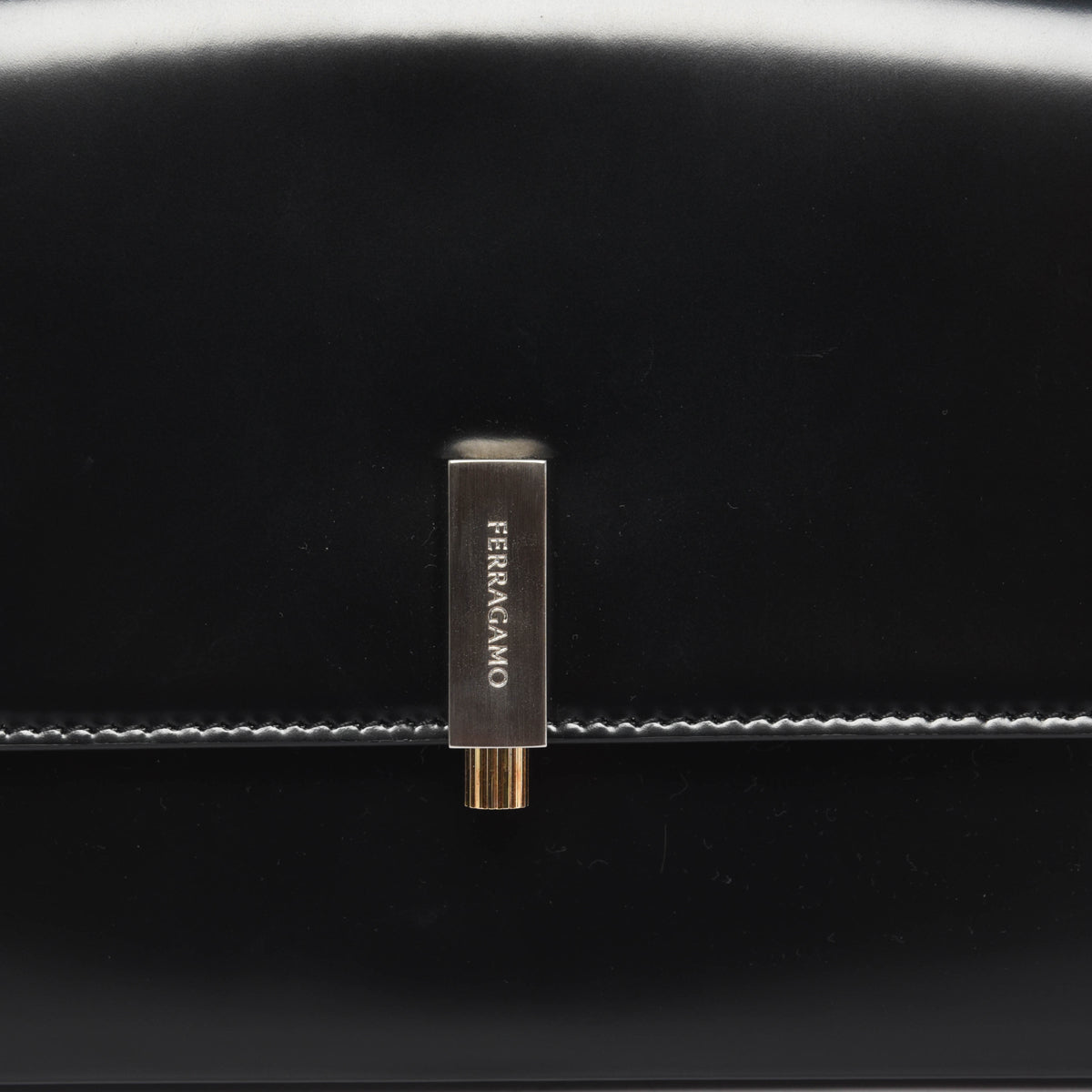 Ferragamo Black Calfskin Geometric Shoulder Bag