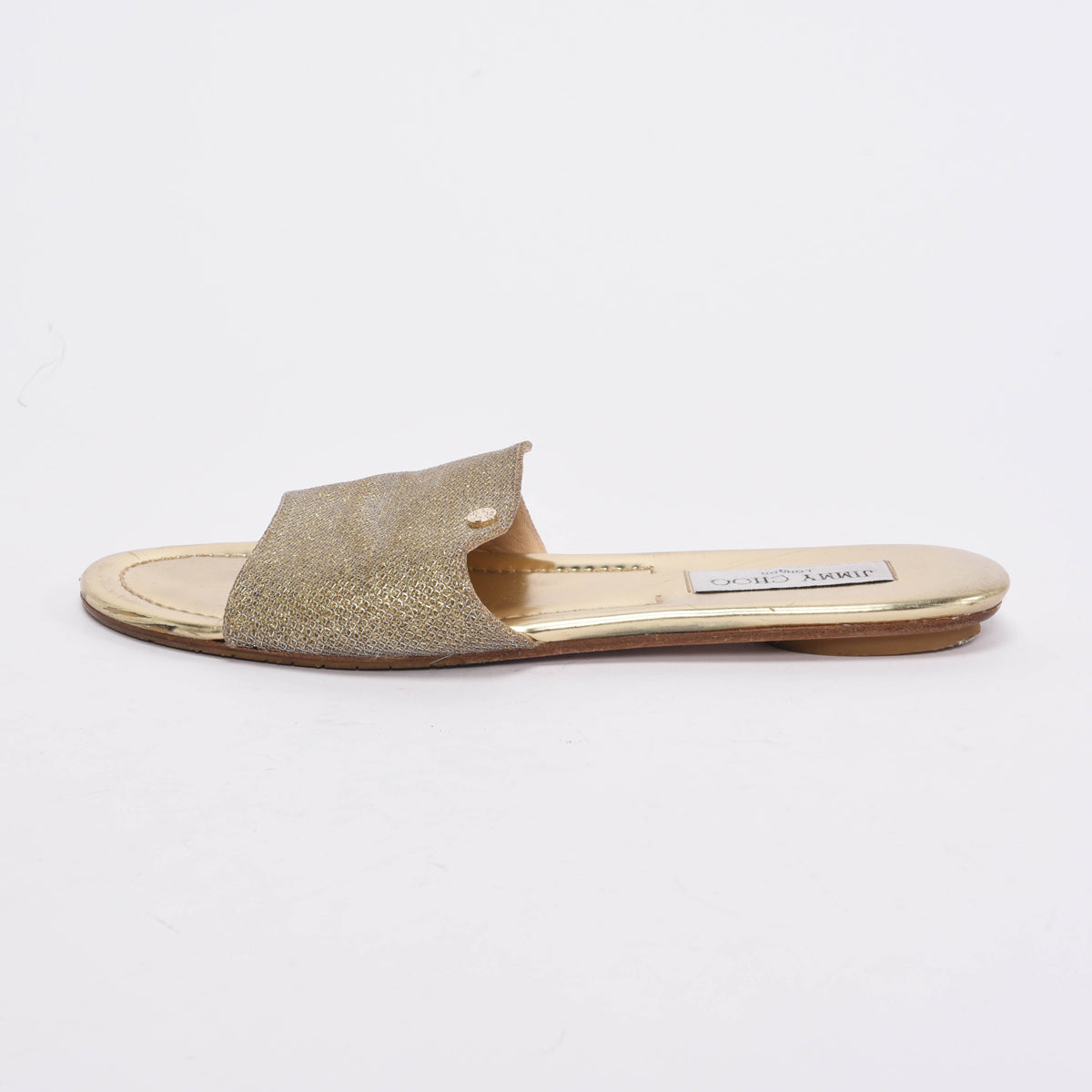 Jimmy Choo Gold Glitter Nanda Slides 40