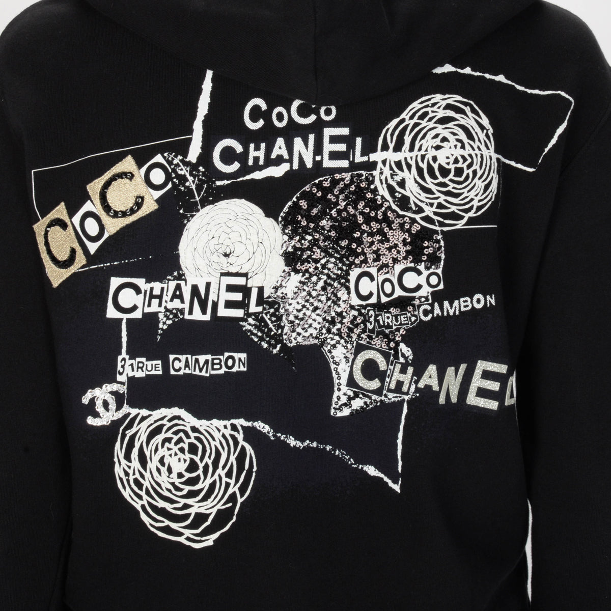 Chanel Black Cotton Coco Graffiti Zip Hoodie XS