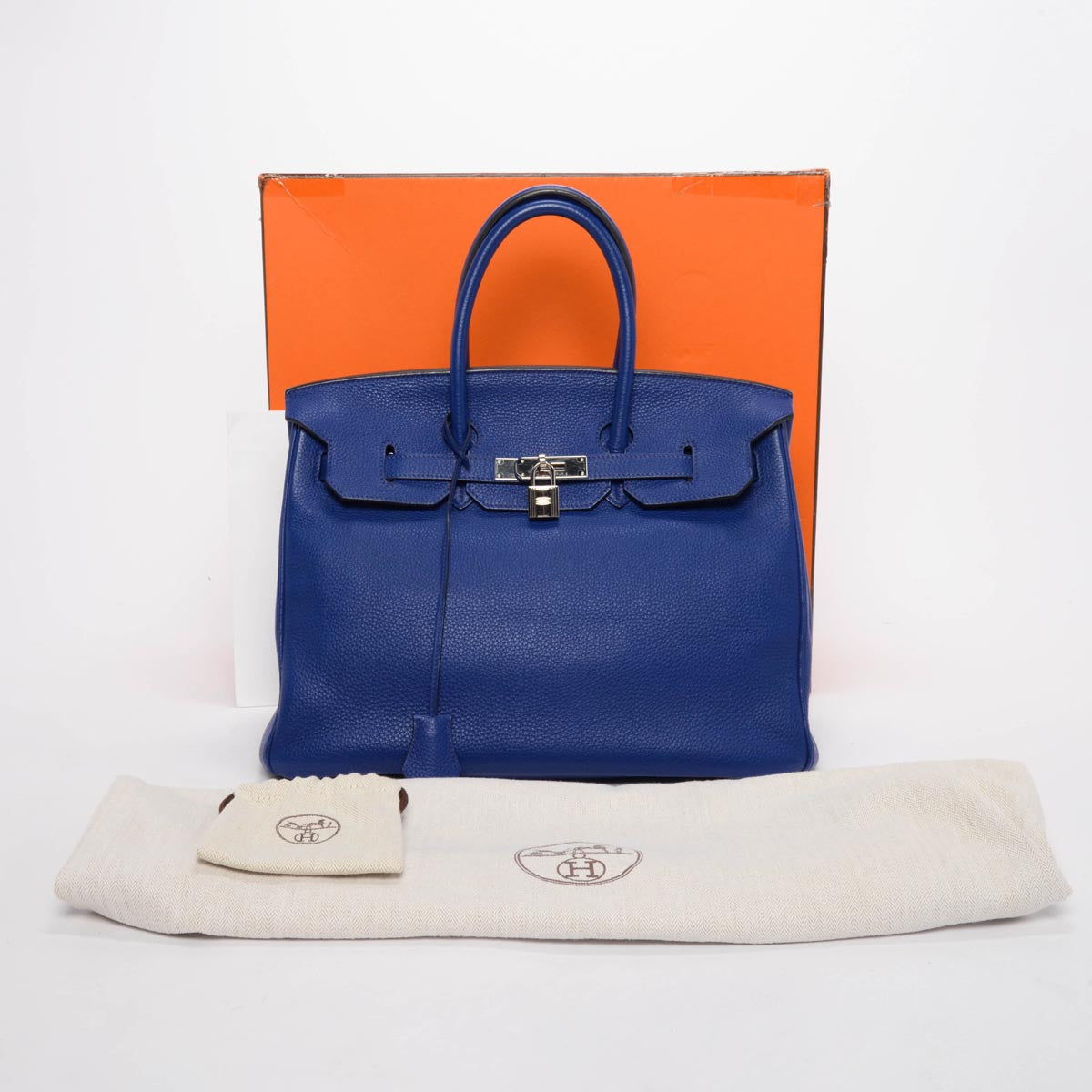 Hermes Bleu Electrique Togo Birkin 35 PHW