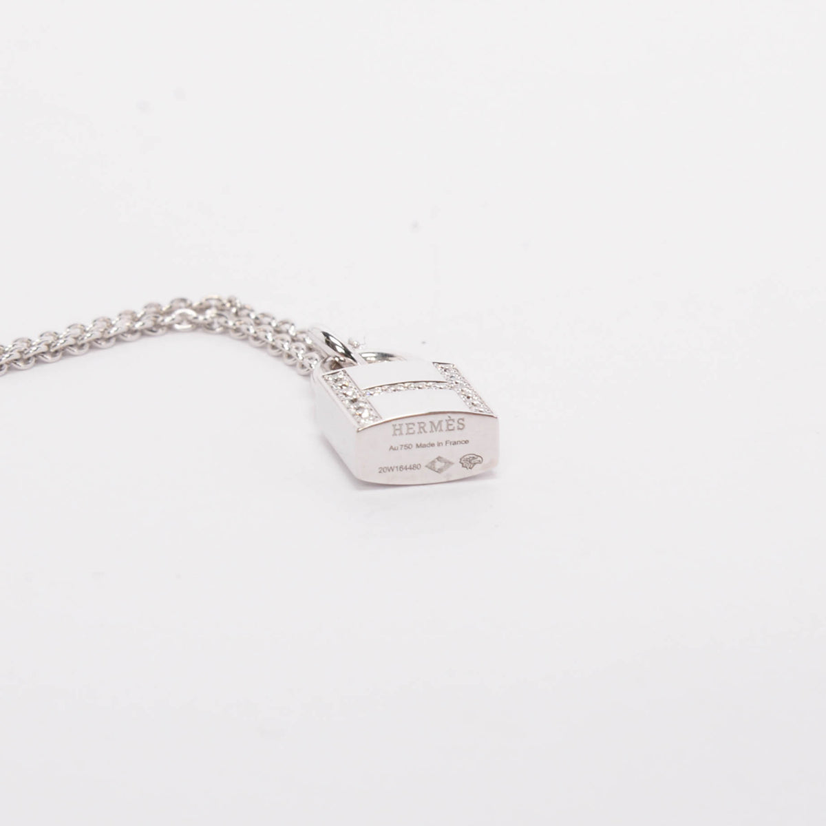 Hermes 18k White Gold & Diamond Kelly Cadenas Necklace