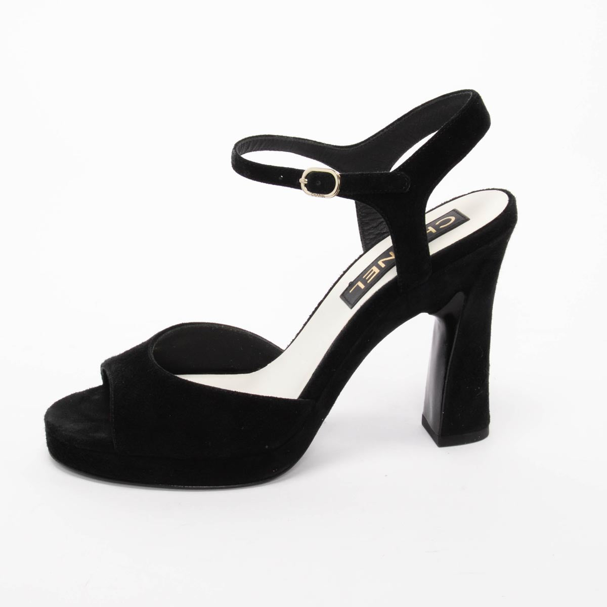 Chanel Black Suede Platform Sandals 37