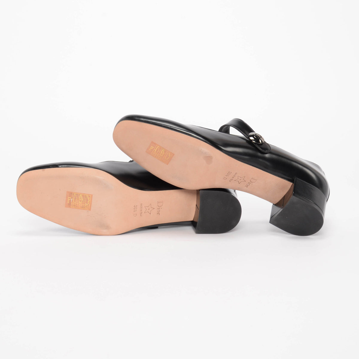 Dior Black Brushed Calfskin Mary Jane Uniform Pumps 39.5