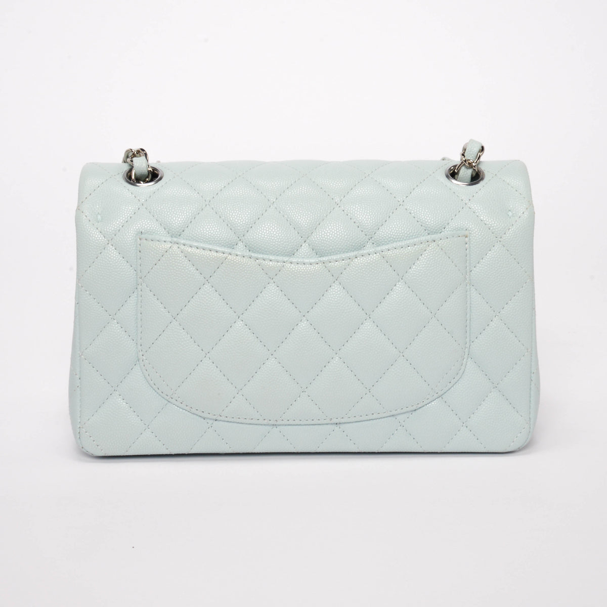 Chanel Light Blue Quilted Caviar Small Classic Flap Bag