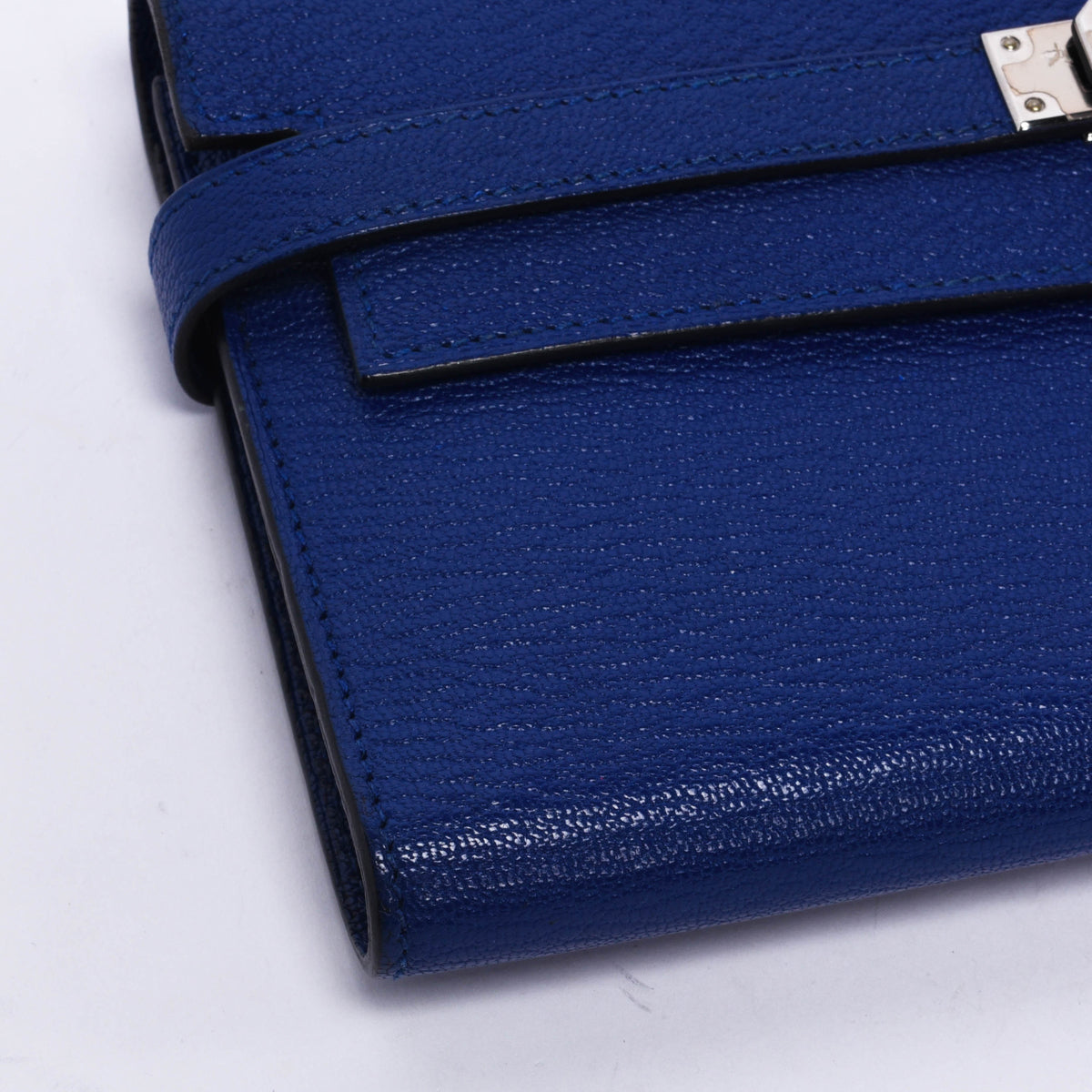 Hermes Blue Electric Chevre Mysore Kelly Wallet