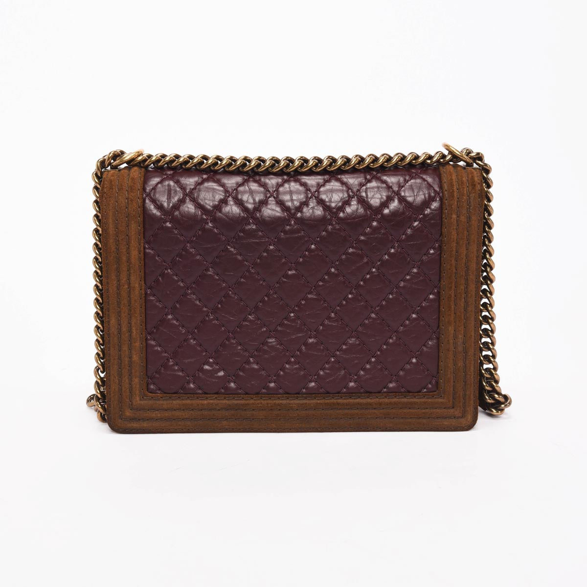 Chanel Burgundy Quilted Aged Calfskin Large Boy Bag