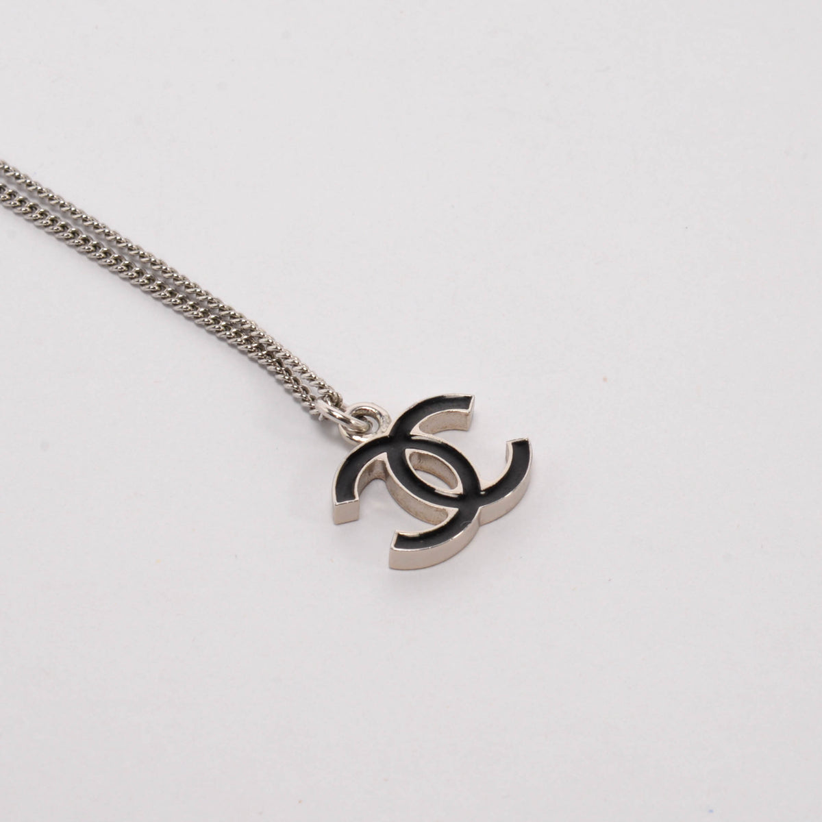 Chanel Black & Silver Enamel CC Necklace