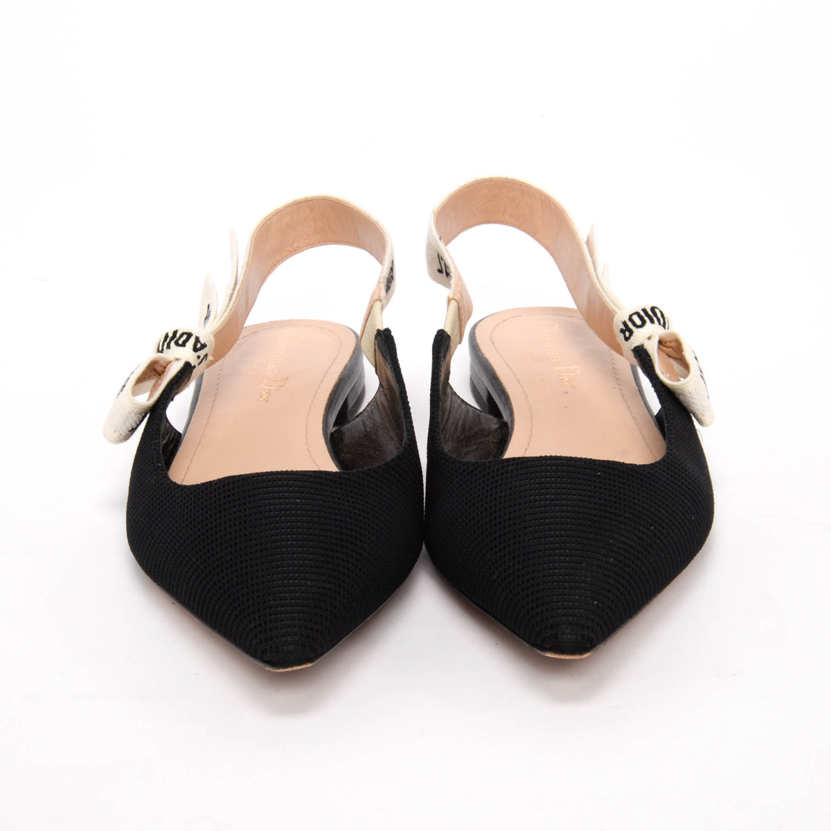 Dior Black Technical Fabric J'Adior Slingback Flats 38.5