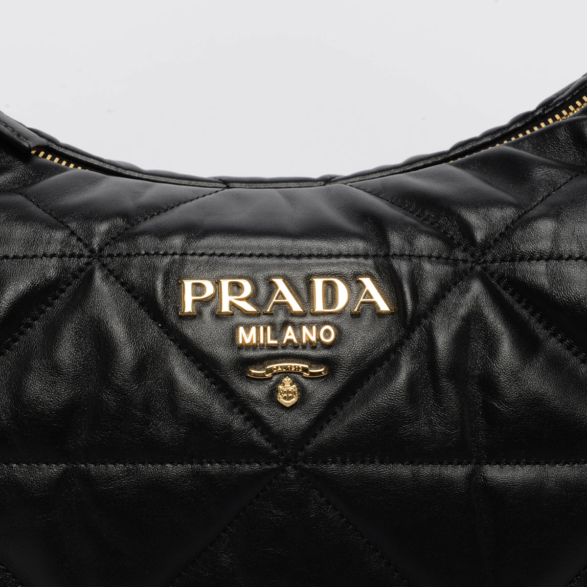 Prada Black Nappa Stitched Large Hobo Bag