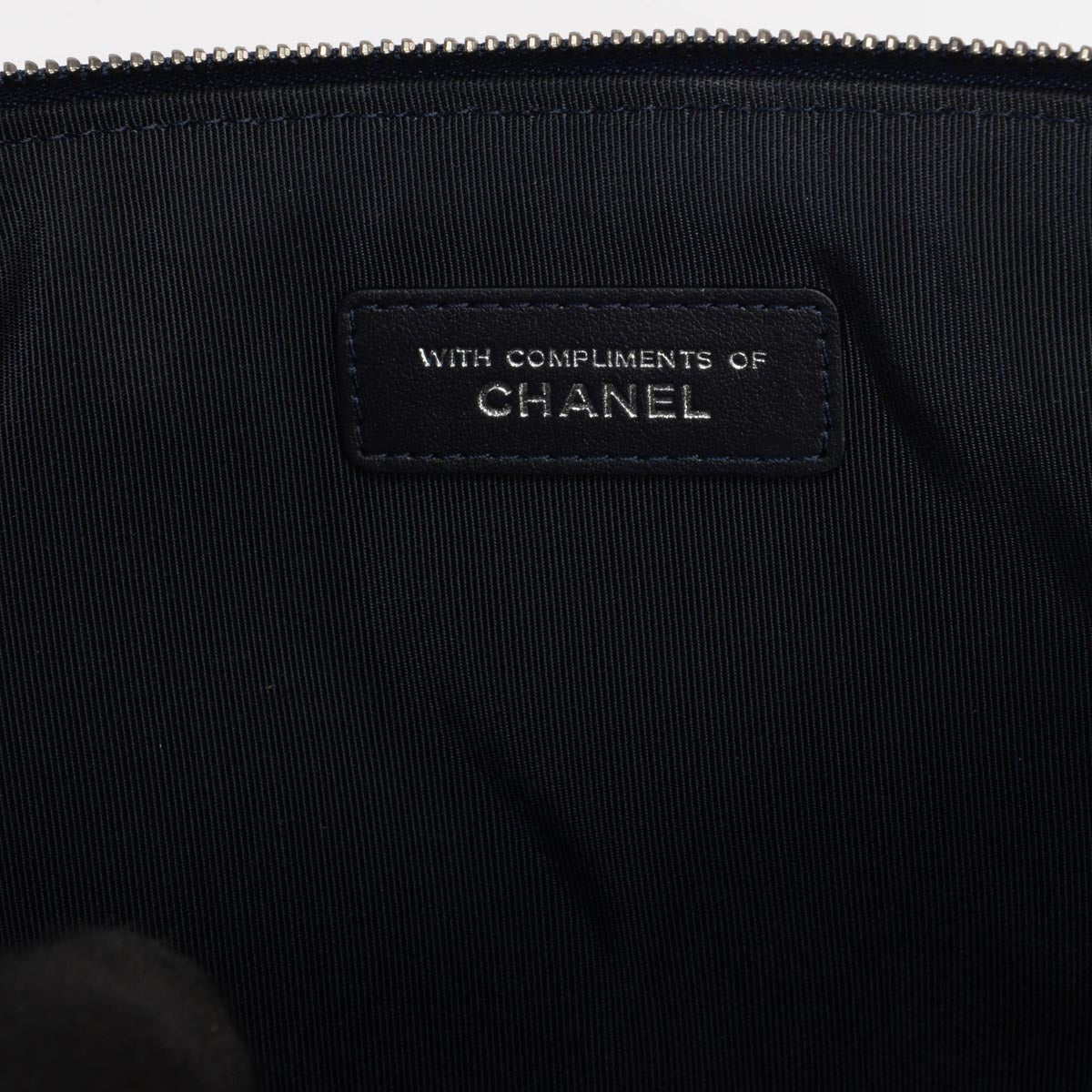 Chanel Navy Embroidered Felt Medium O-Case