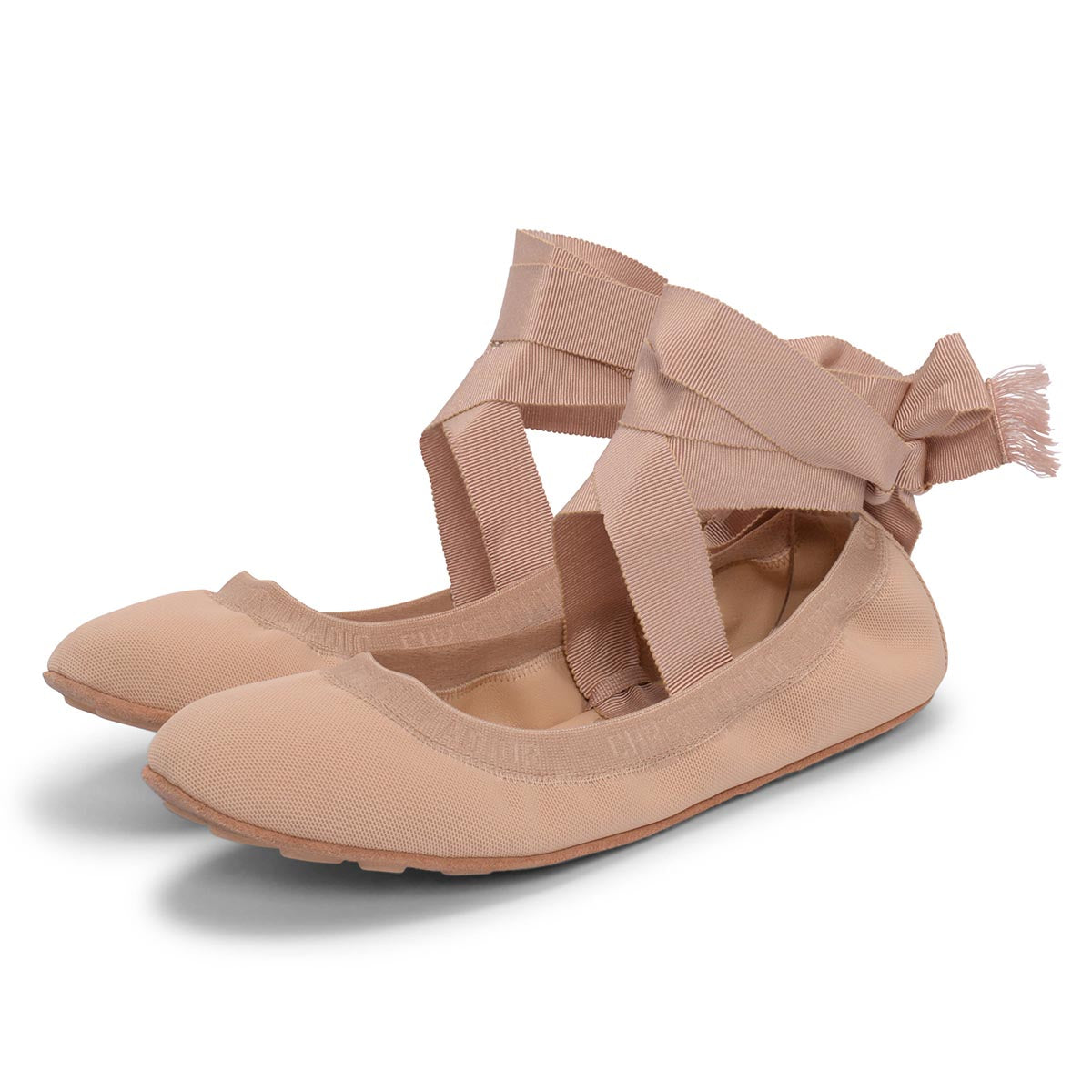 Dior Nude Micro Mesh Academy Lace-Up Ballerina Flats 38.5