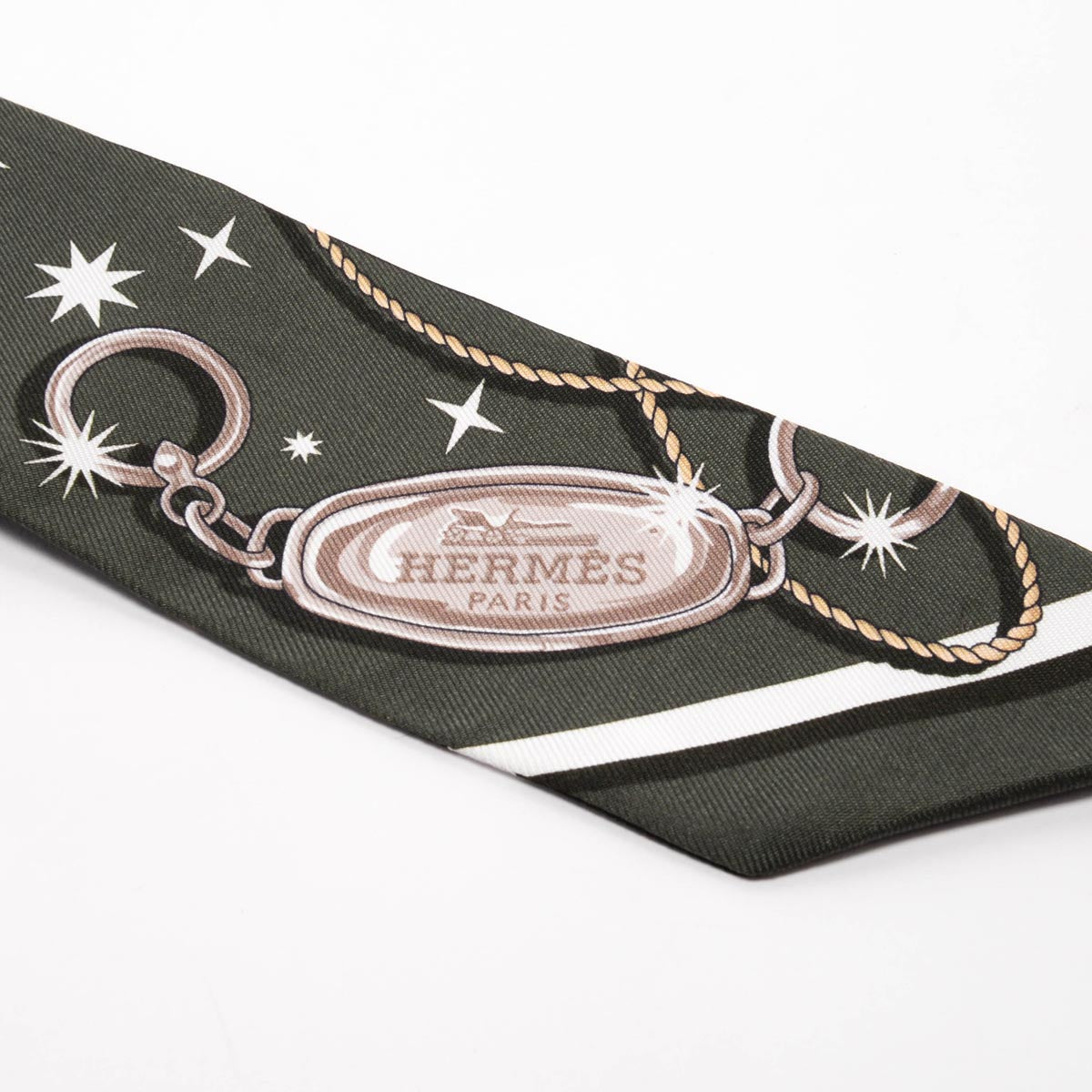 Hermes Kaki Fonce Silk C'est la Fete Twilly Set