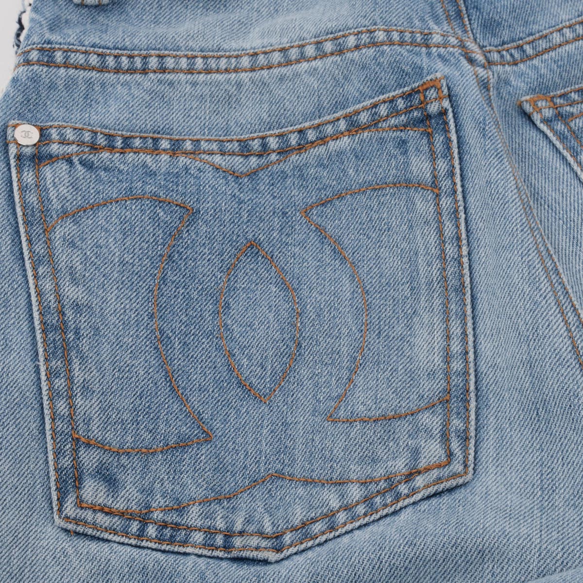 Chanel Blue Denim Braided Trim CC Pocket Jeans FR 34