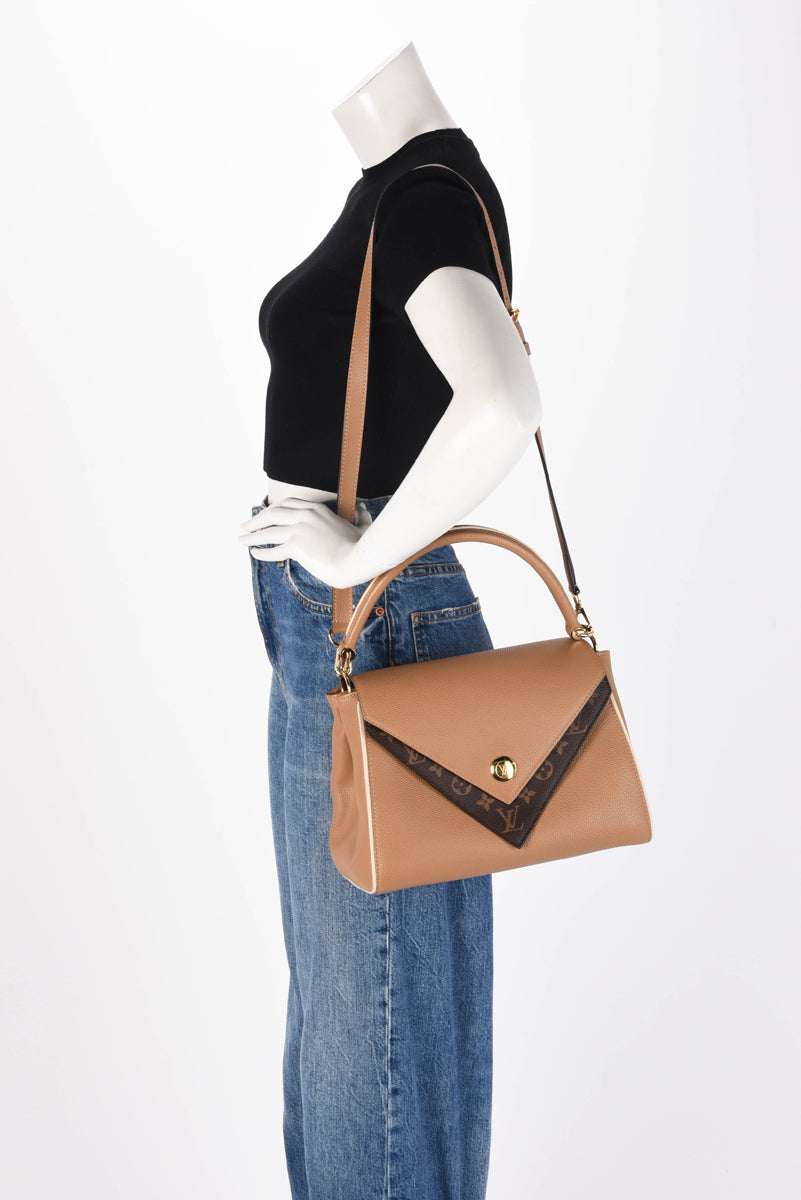 Louis Vuitton Sesame Grained Calfskin & Monogram Double V Bag