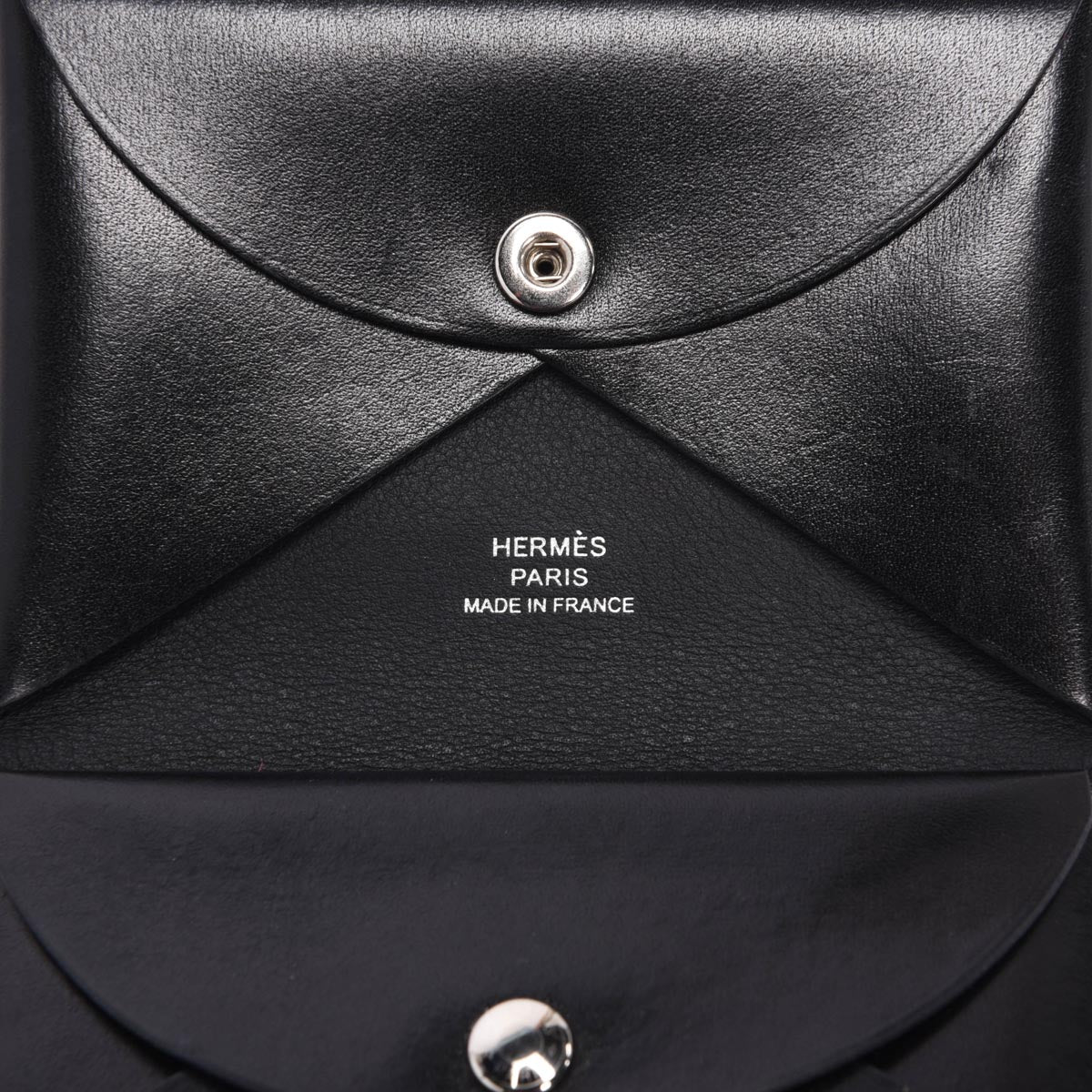 Hermes Black Box Calf Calvi Duo Compact Card Holder