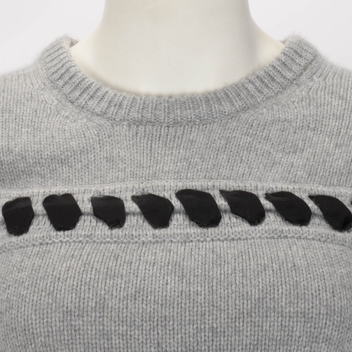 Fendi Grey Cashmere Ribbon Detail Sweater S