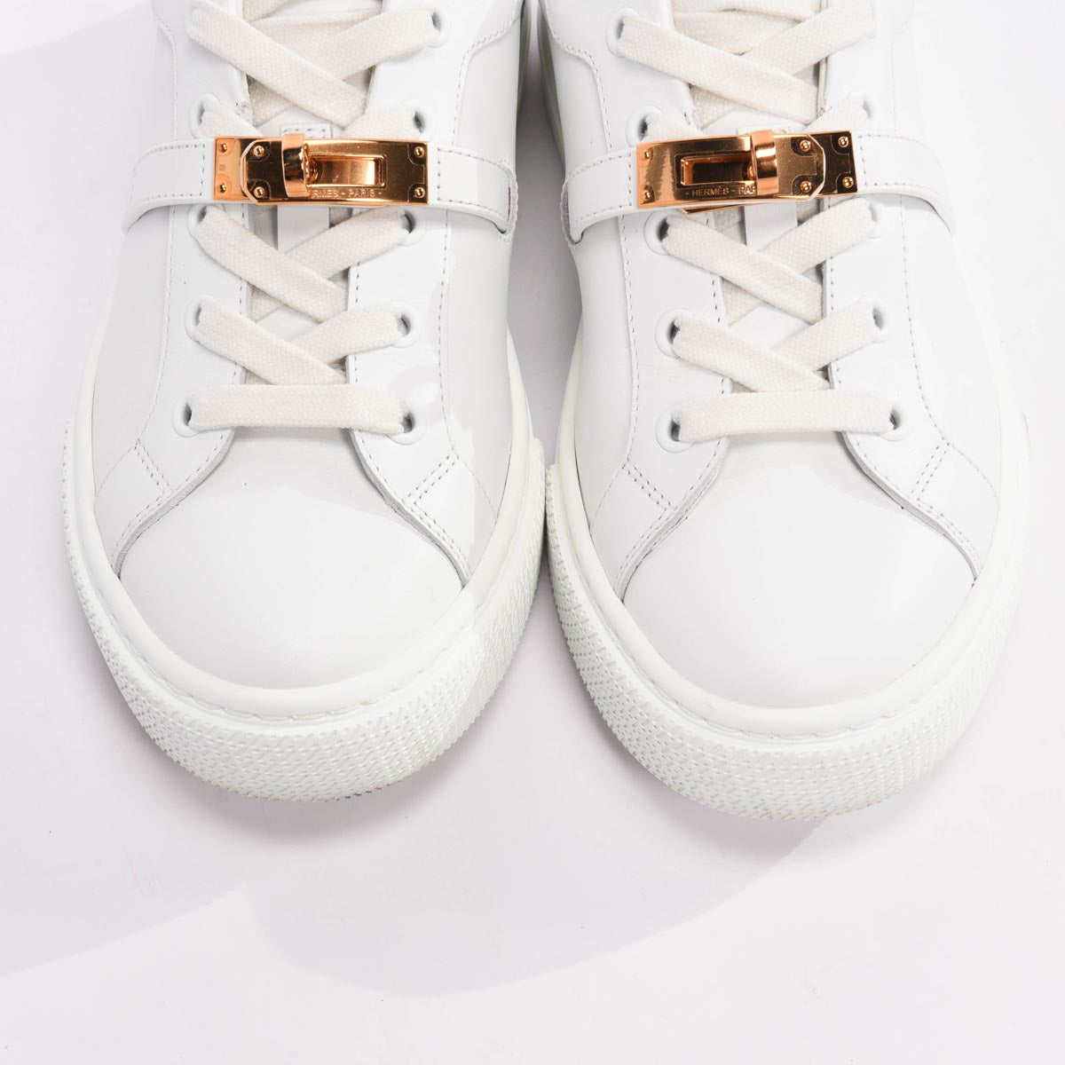 Hermes White Calfskin Day Sneakers 36.5