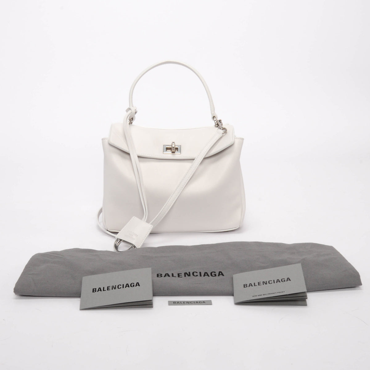 Balenciaga White Smooth Calfskin Mini Rodeo Bag