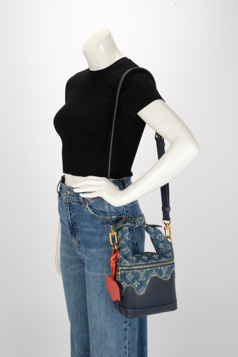 Louis Vuitton Blue Monogram Denim Drip Japanese Cruiser Bag