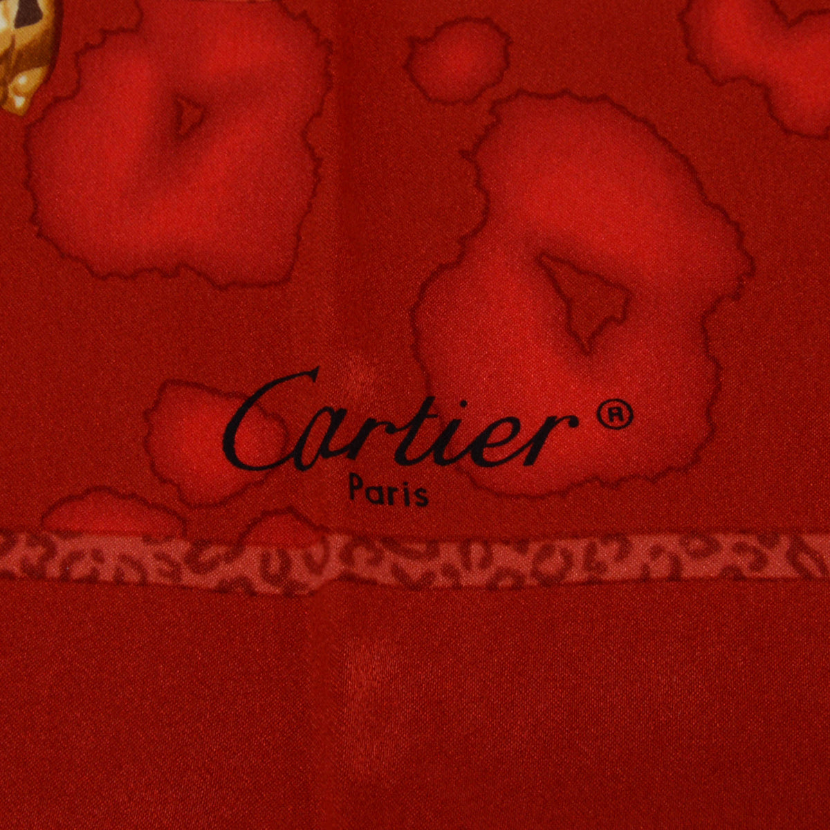 Cartier Red Silk Animal Print Scarf