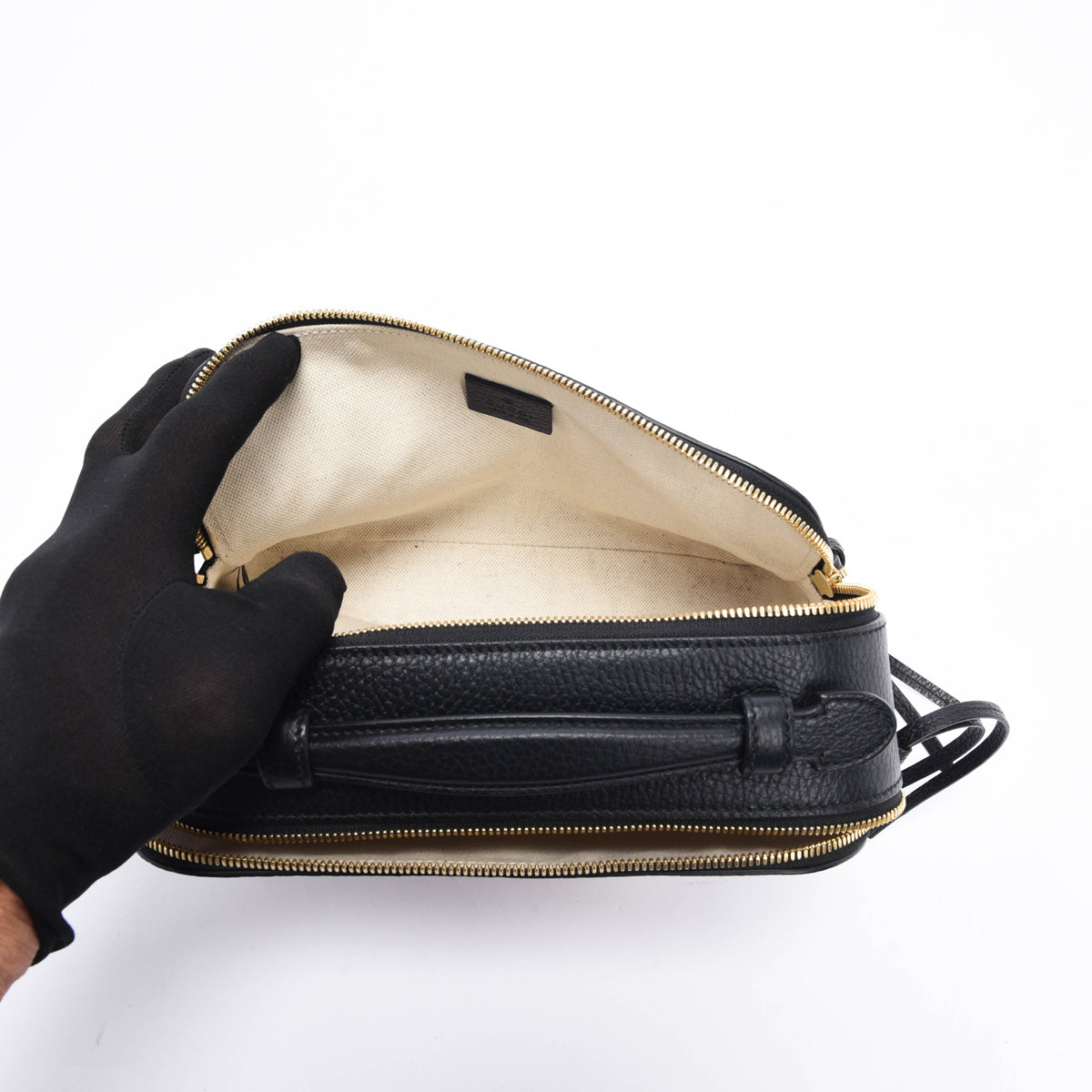 Gucci Black Grained Calfskin Sylvie Web Kingsnake Camera Bag