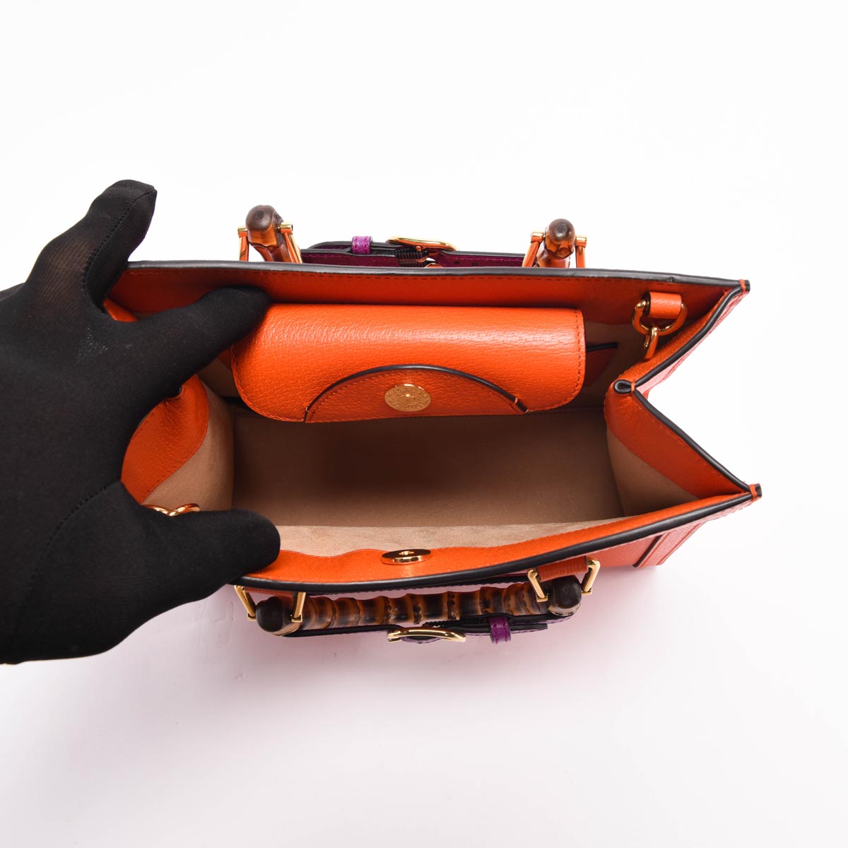 Gucci Orange Grained Leather Medium Diana Bag