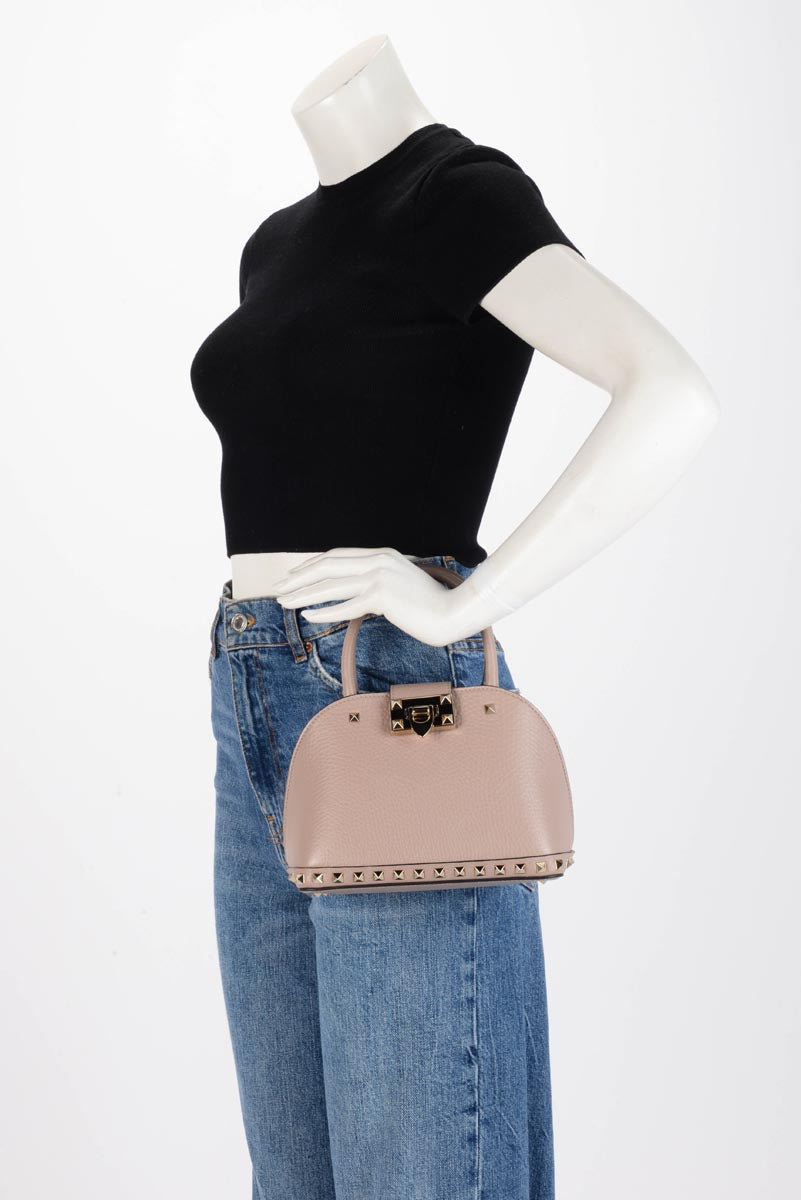 Valentino Poudre Grainy Calfskin Small Rockstud Bag