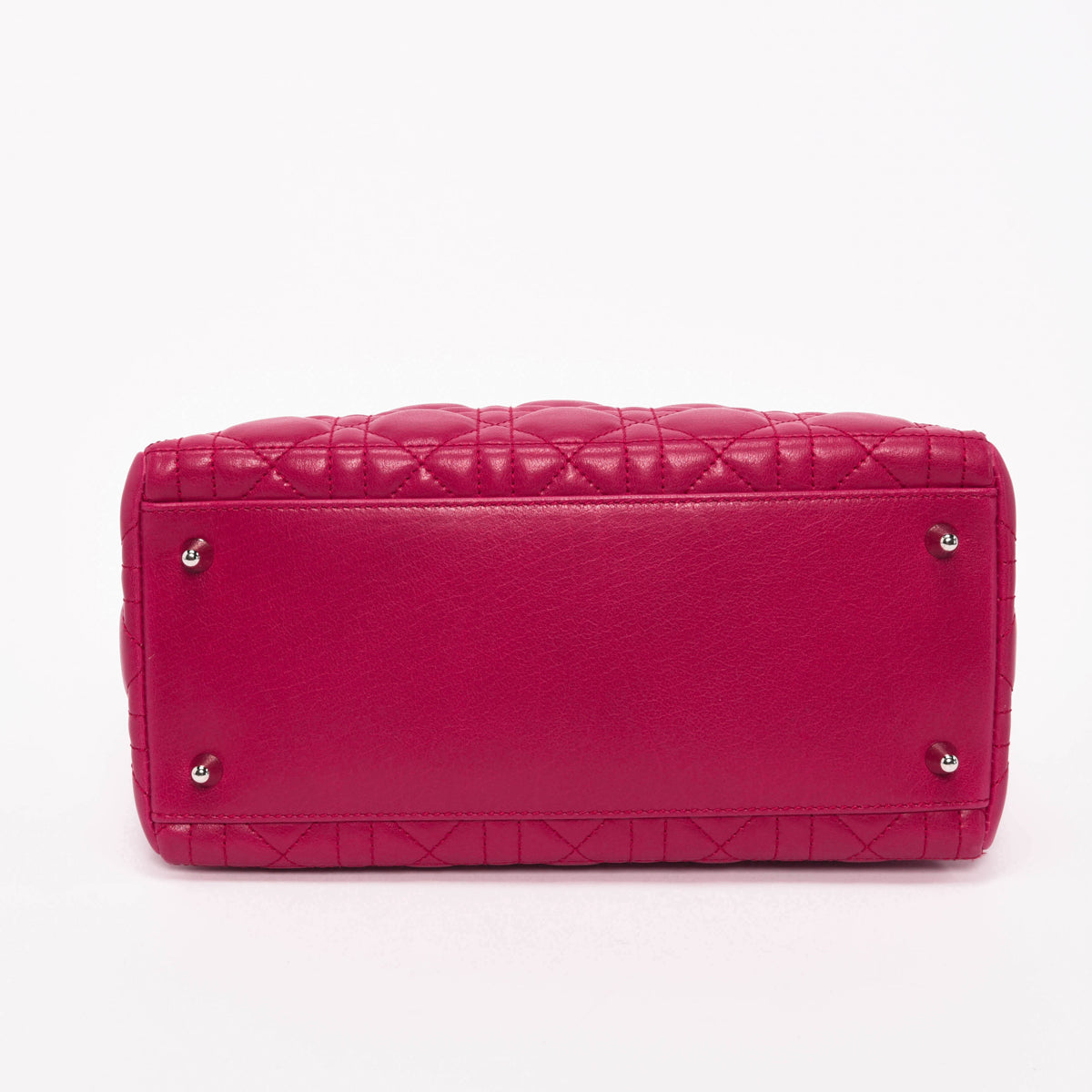 Dior Dark Pink Lambskin Cannage Medium Bow Lady Dior
