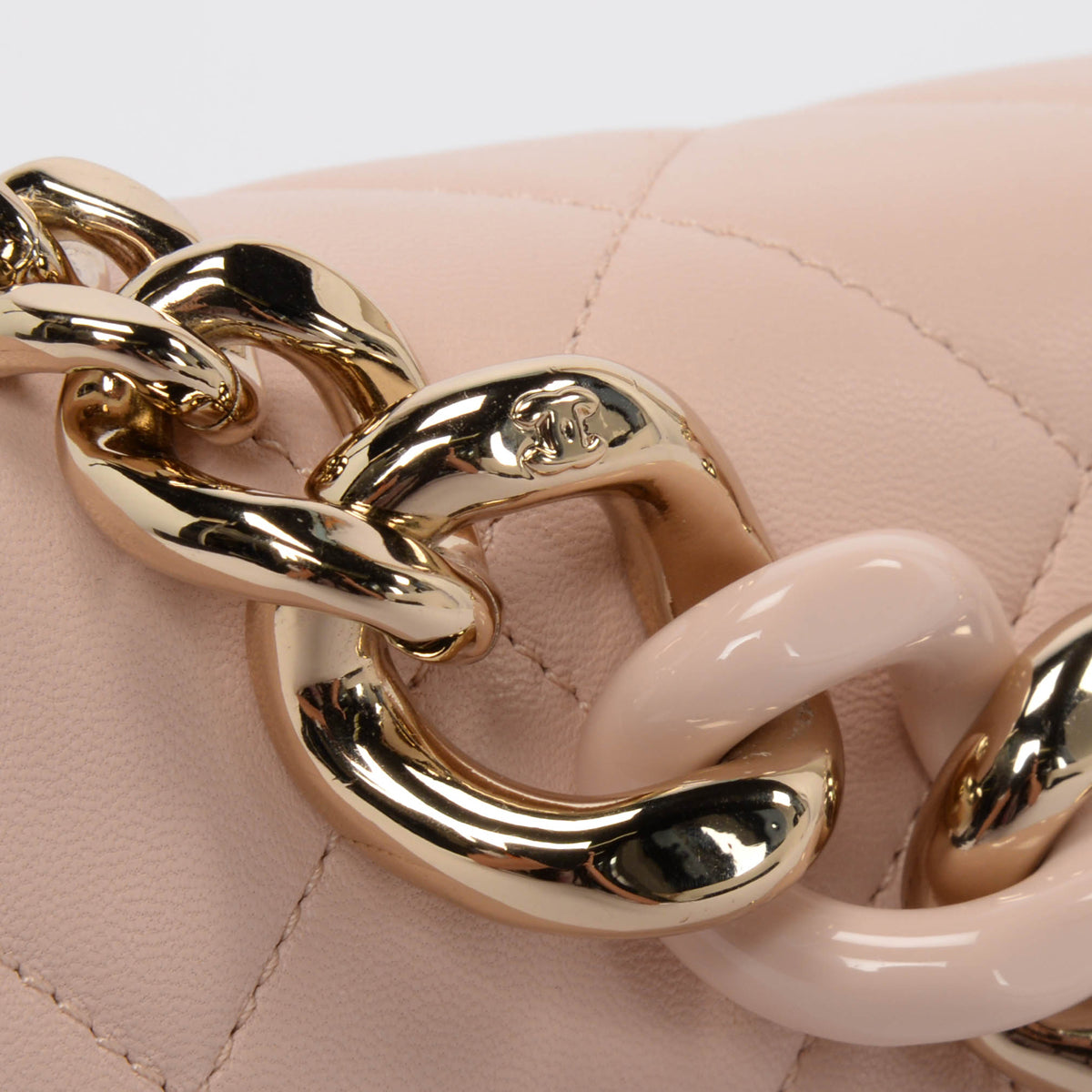 Chanel Soft Pink Lambskin Elegant Chain Flap Bag