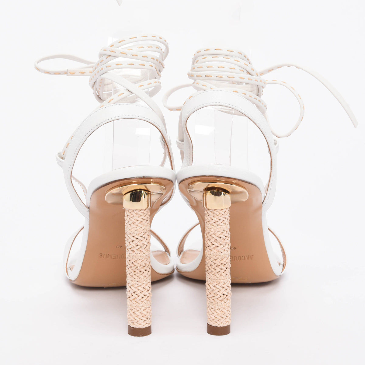 Jacquemus White Leather Bergamo Lace-Up Sandals 40