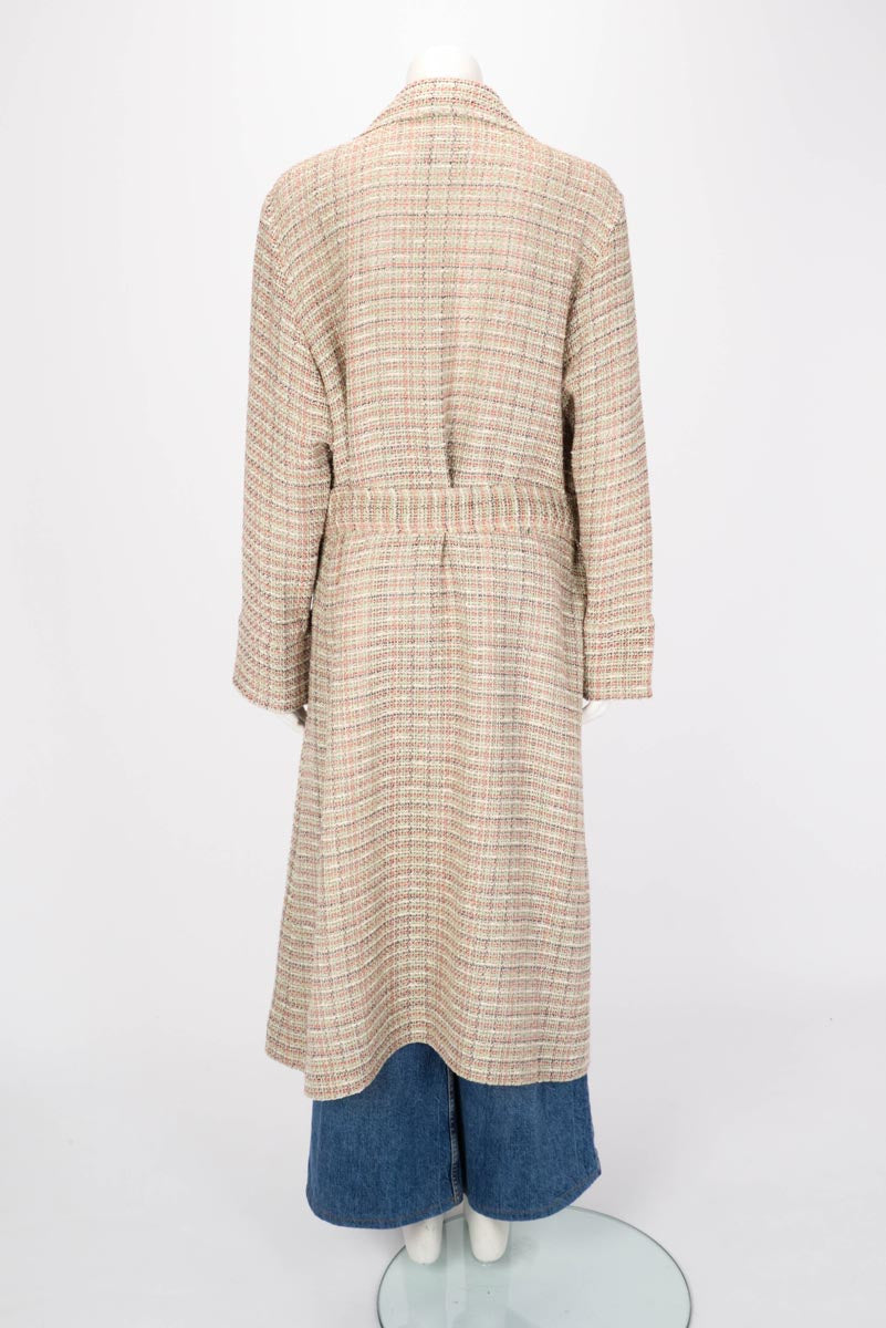 Chanel Multi Colour Tweed Cuba Belted Long Coat FR 46