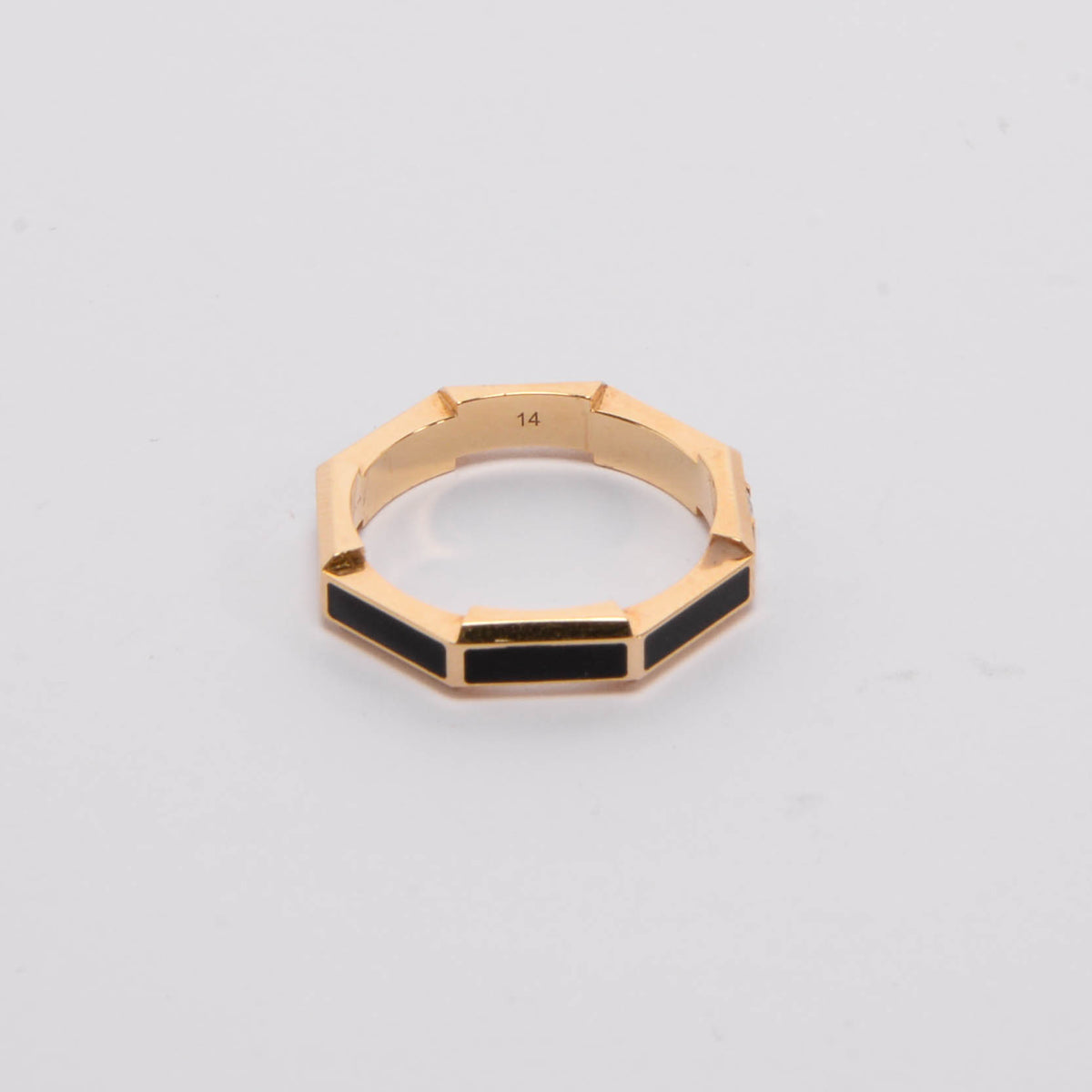 Gucci Black Enamel & Gold Link To Love Diamond Ring