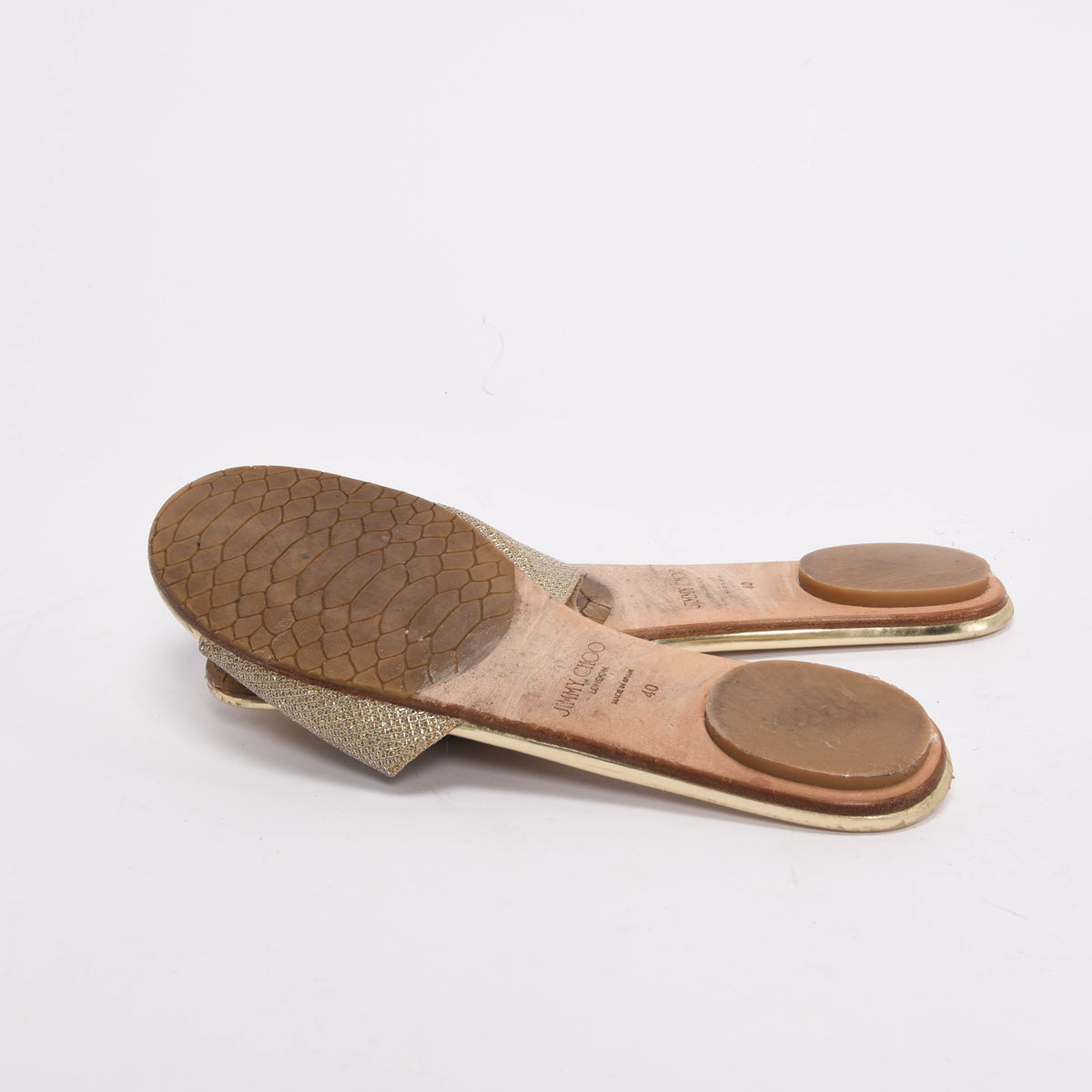 Jimmy Choo Gold Glitter Nanda Slides 40