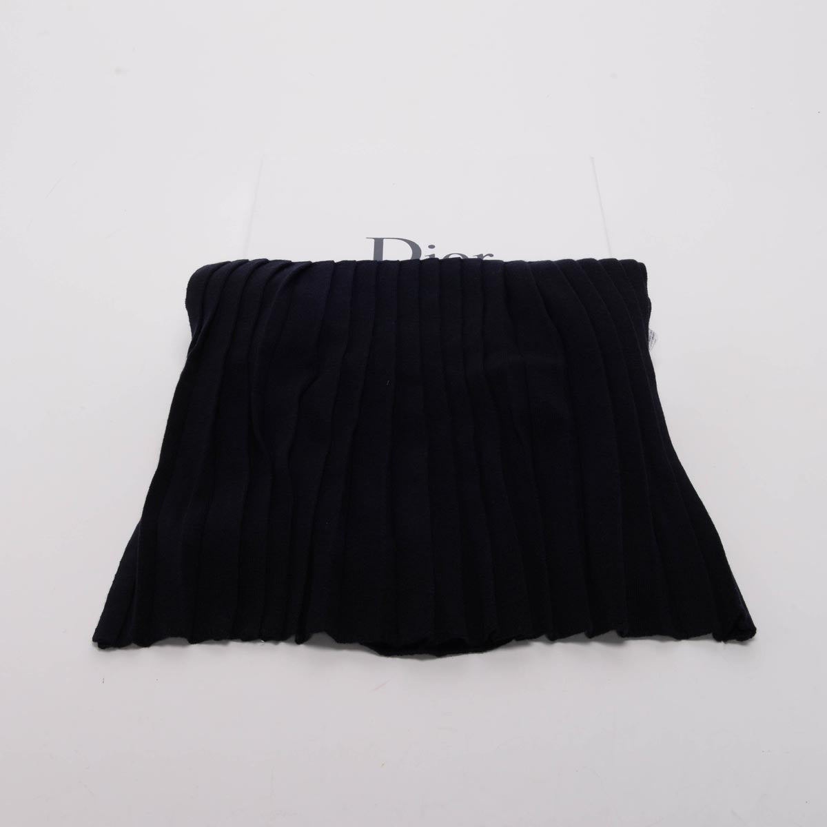 Dior Navy Wool Pleated Stole