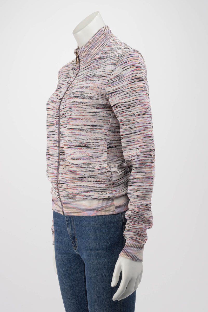 Missoni Pastel Striped Knit Zip Front Jacket IT 40