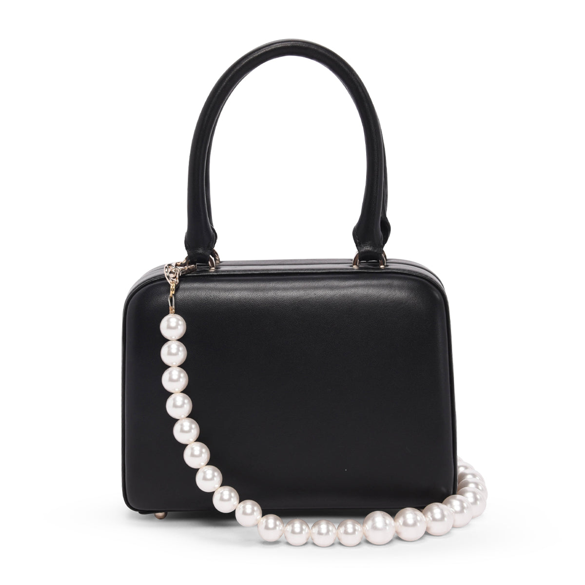 Simone Rocha Black Lambskin Mini Handheld Case With Pearl Strap