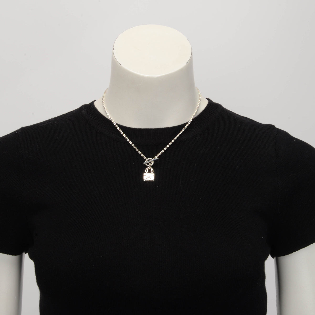 Hermes Sterling Silver Amulettes Constance Pendant Necklace