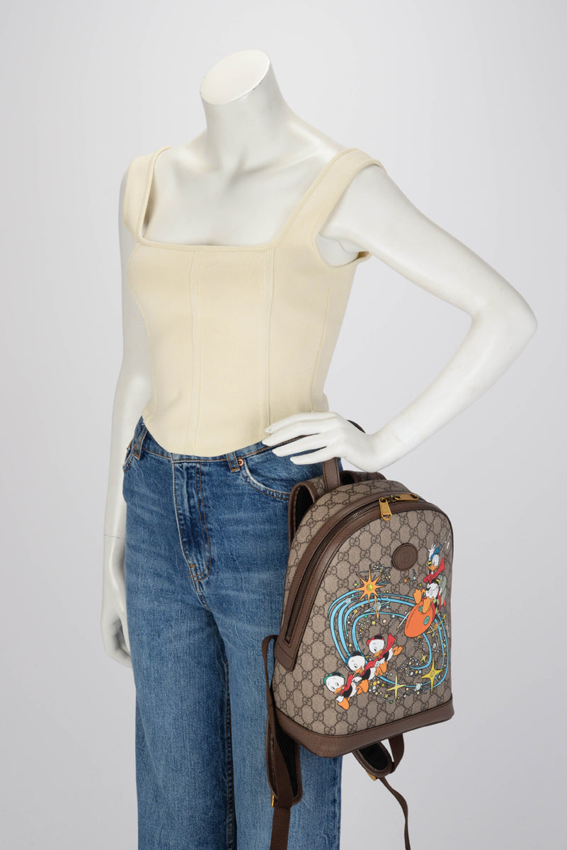 Gucci x Disney Beige GG Supreme Small Donald Duck Backpack