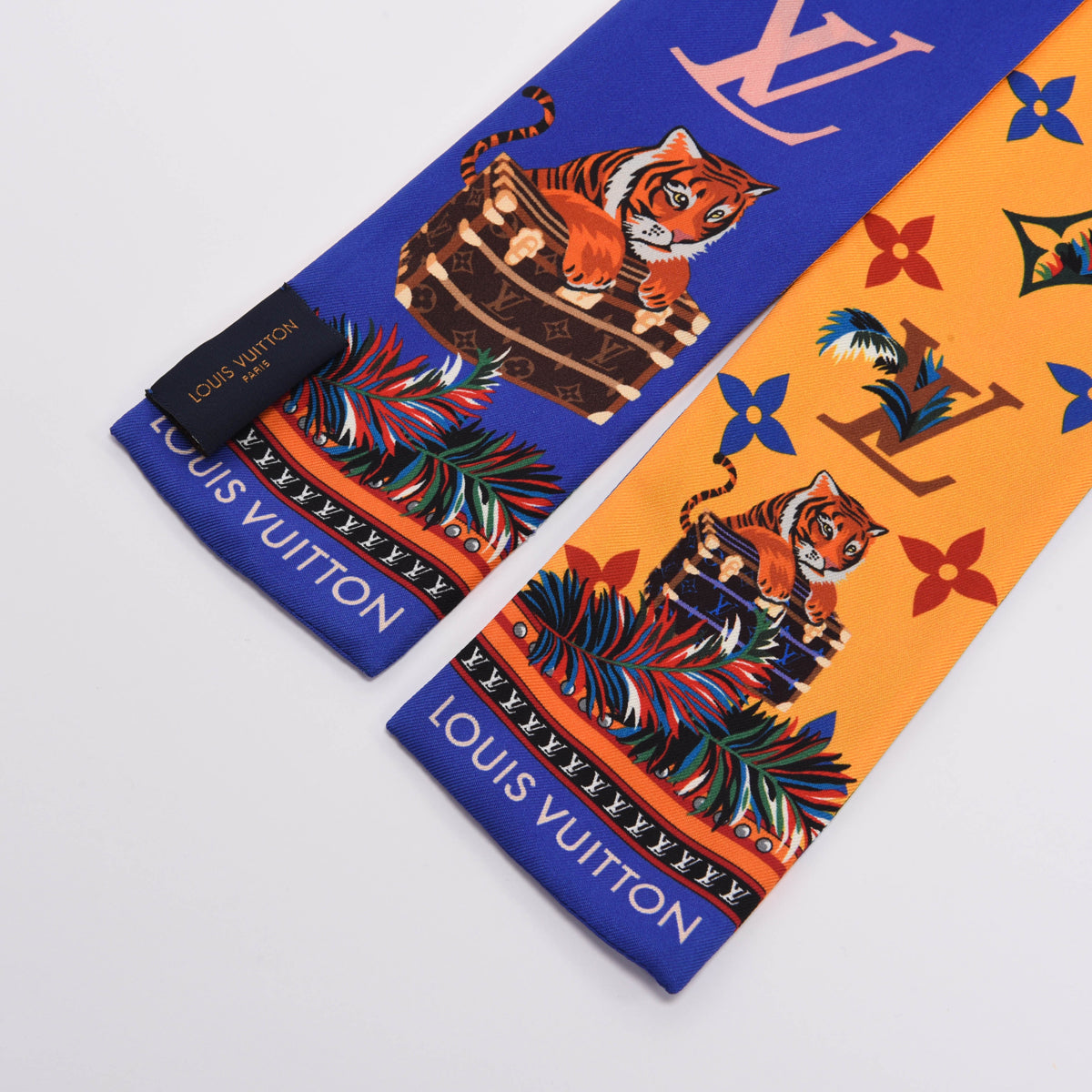 Louis Vuitton Yellow & Blue Silk Monogram Precious Tiger Bandeau