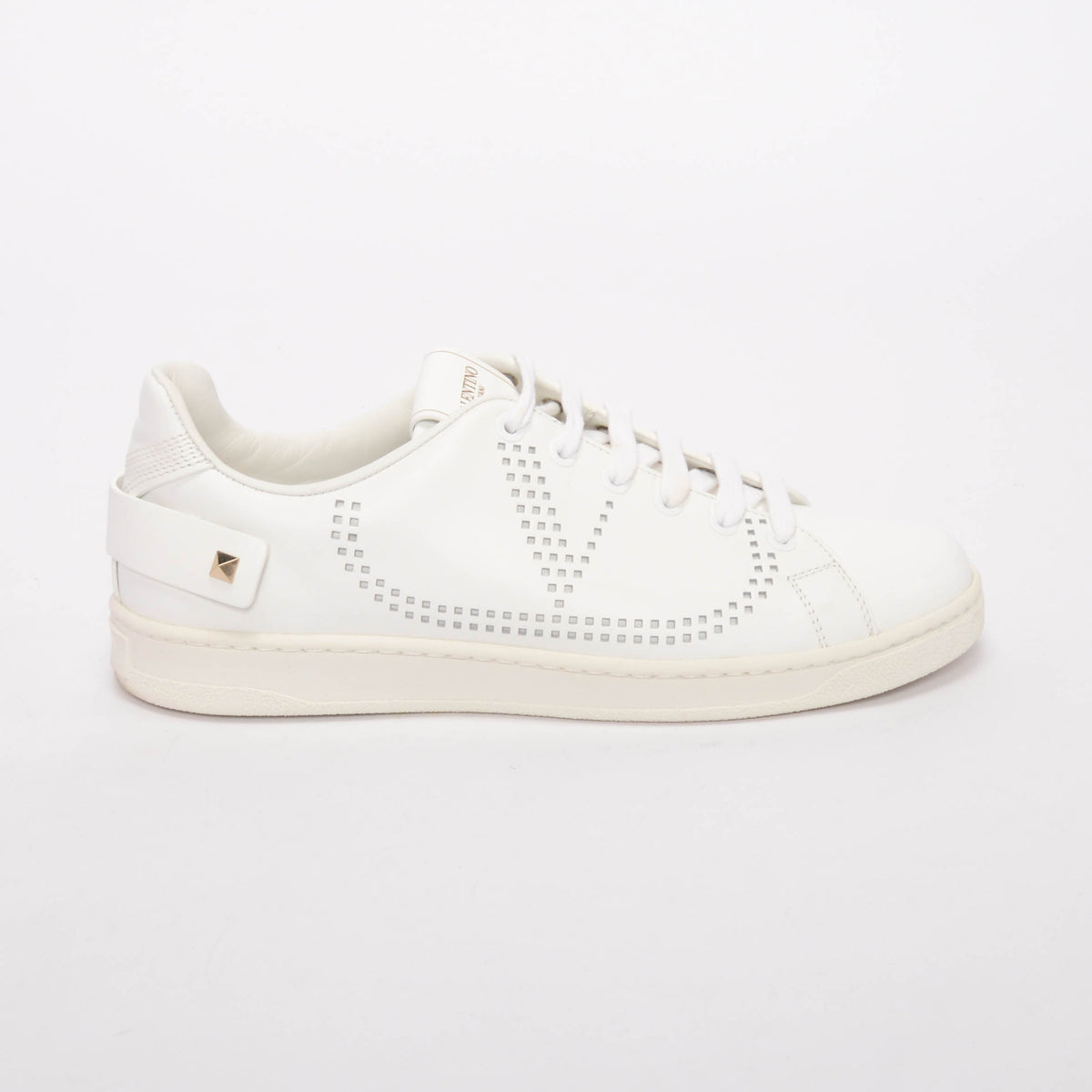Valentino White Calfskin VLogo Backnet Sneakers 38